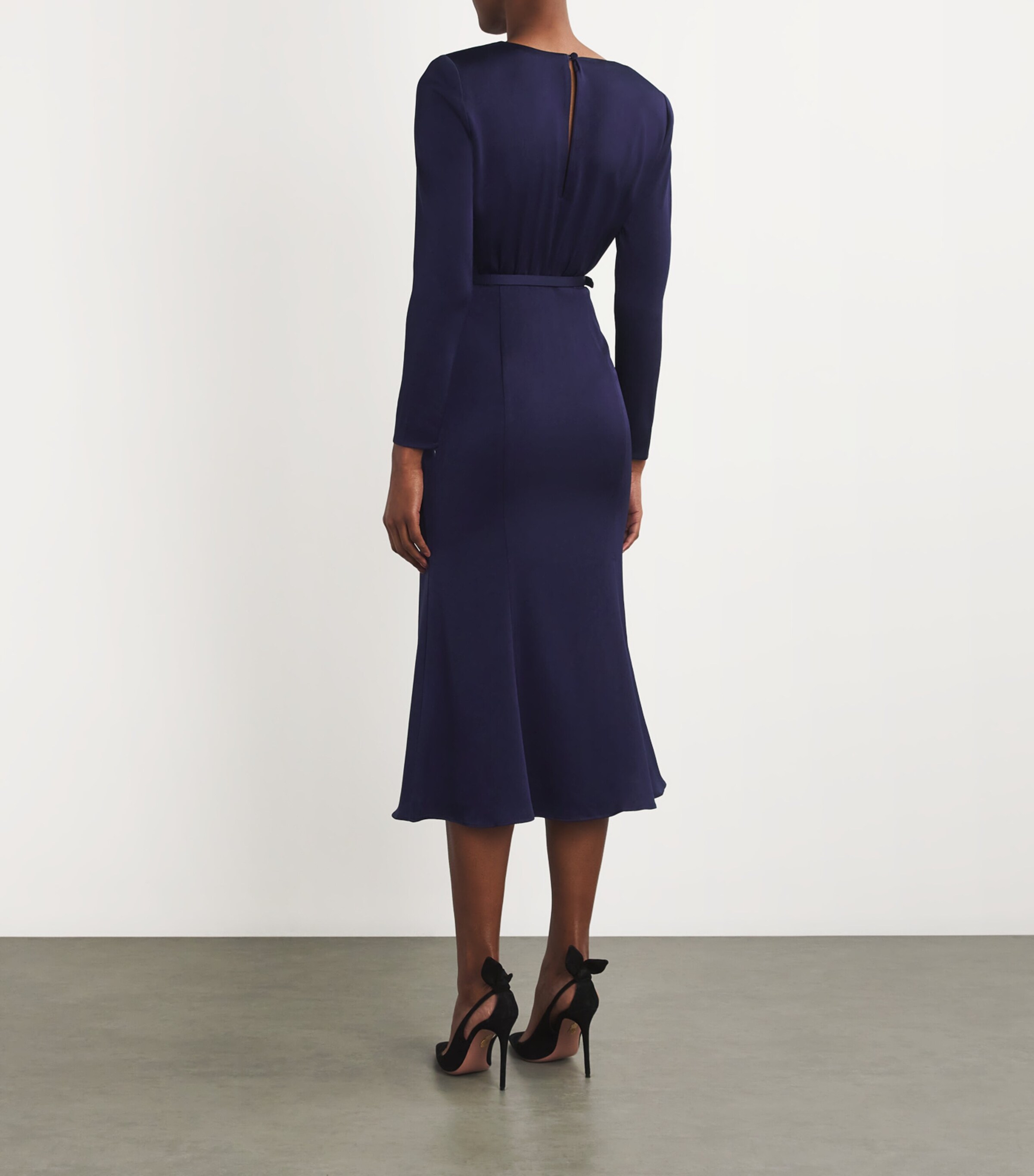 Roland Mouret Womens Satin Cowl-Neck Midi Dress Navy Image 3