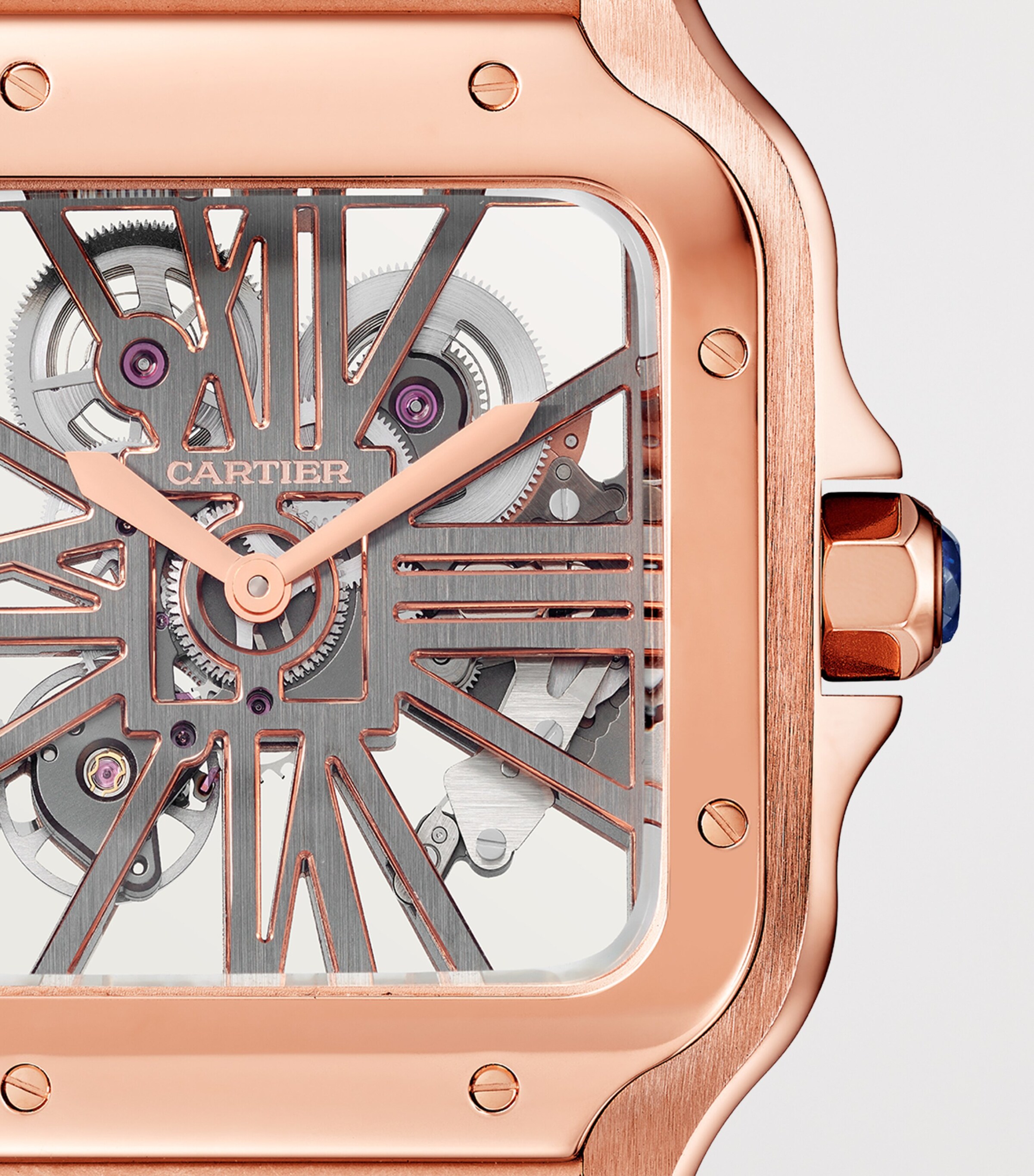 Cartier Large Rose Gold Santos de Skeleton Watch 28mm Rose Gold Image 4