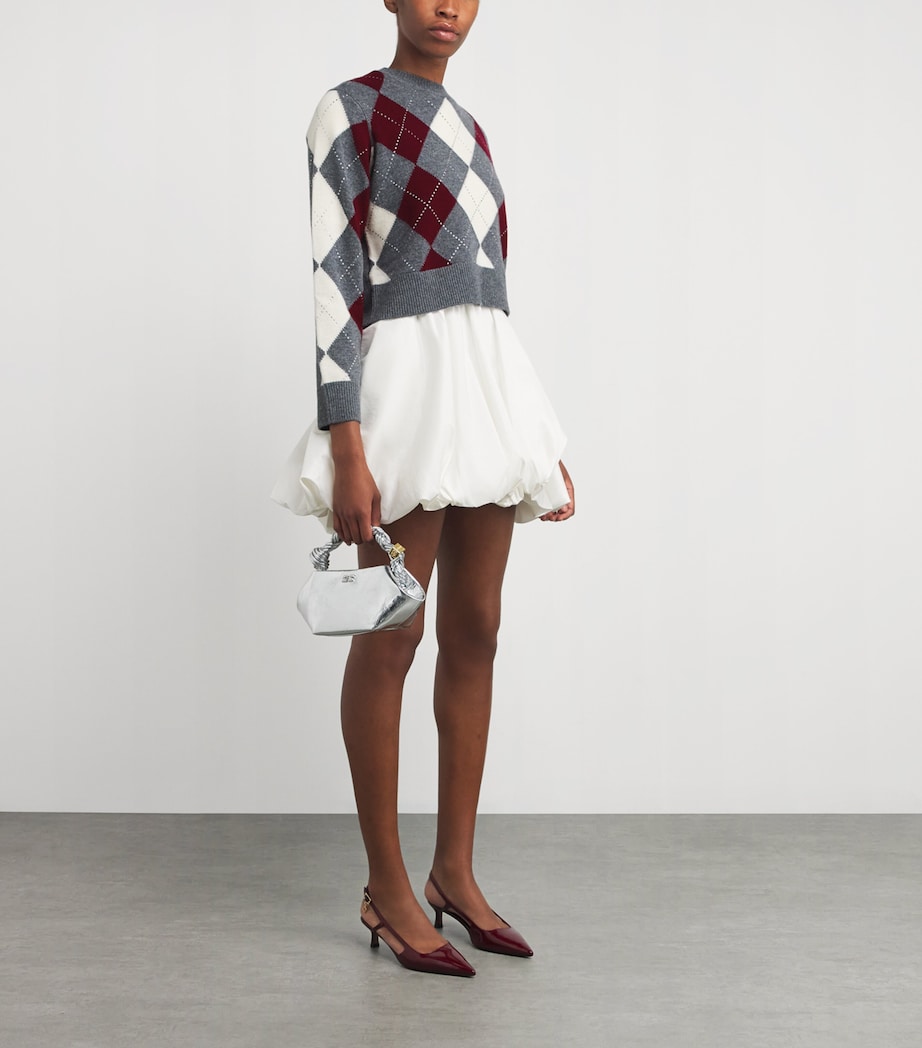 Wool Crystal-Embellished Sweater GRAY / BURGUNDY / Image 2