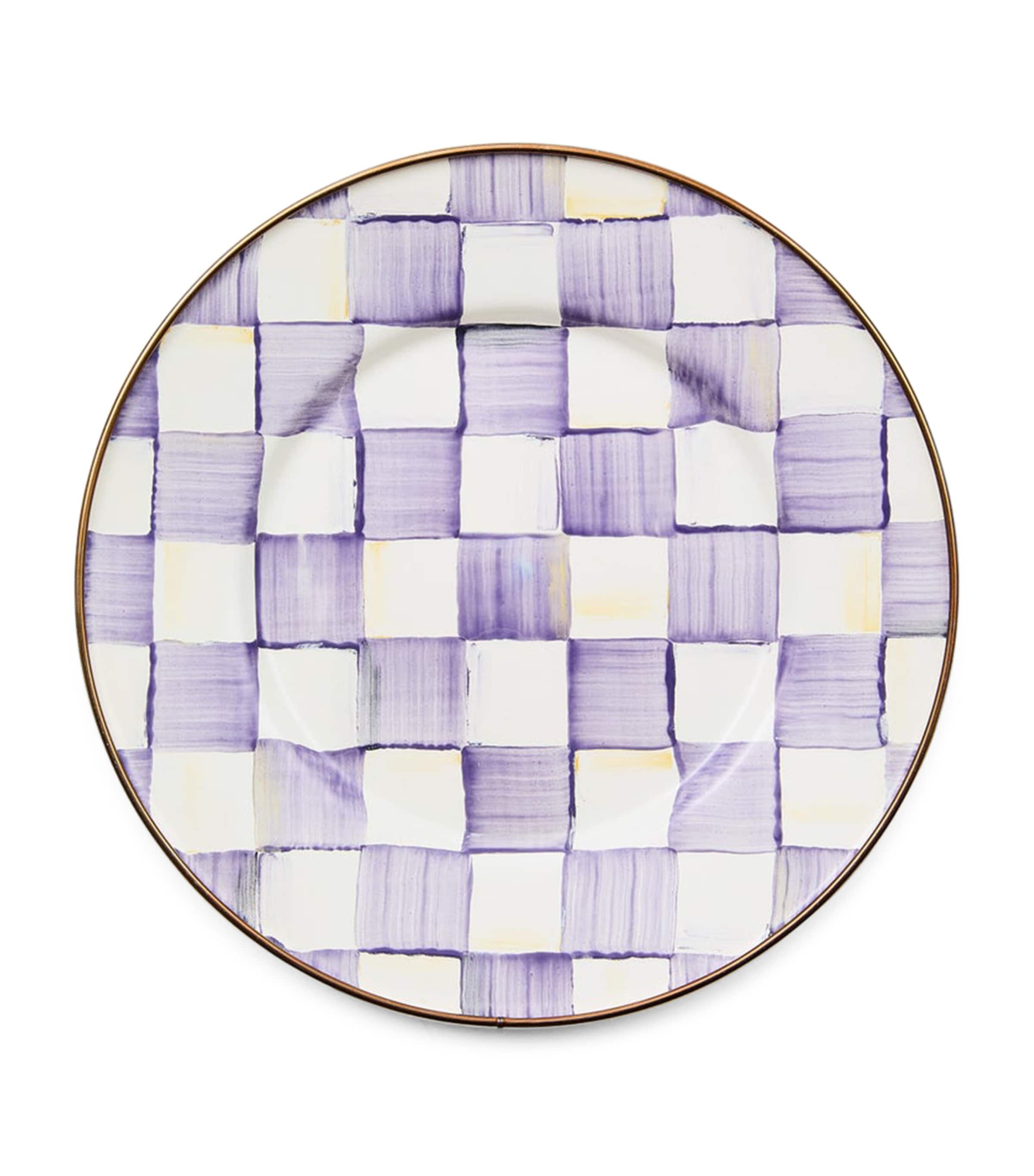 MacKenzie-Childs Violet Check Dessert Plate (20cm) Violet