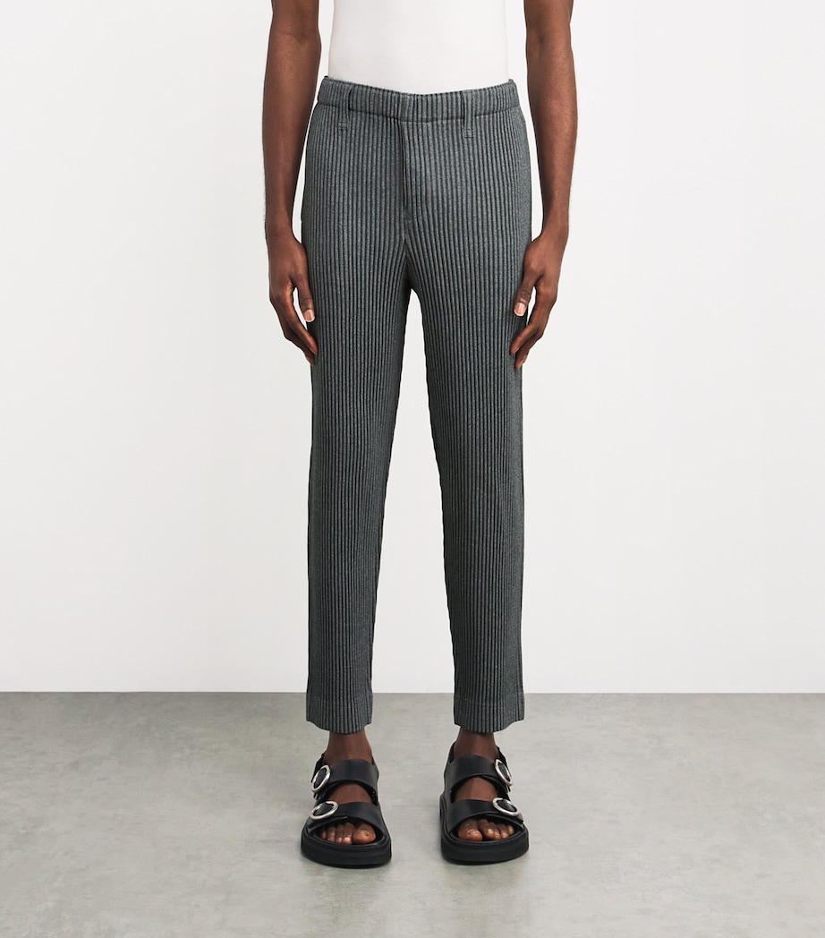 Homme Plissé Issey Miyake Mens Pleated Tailored Trousers Gray Image 3
