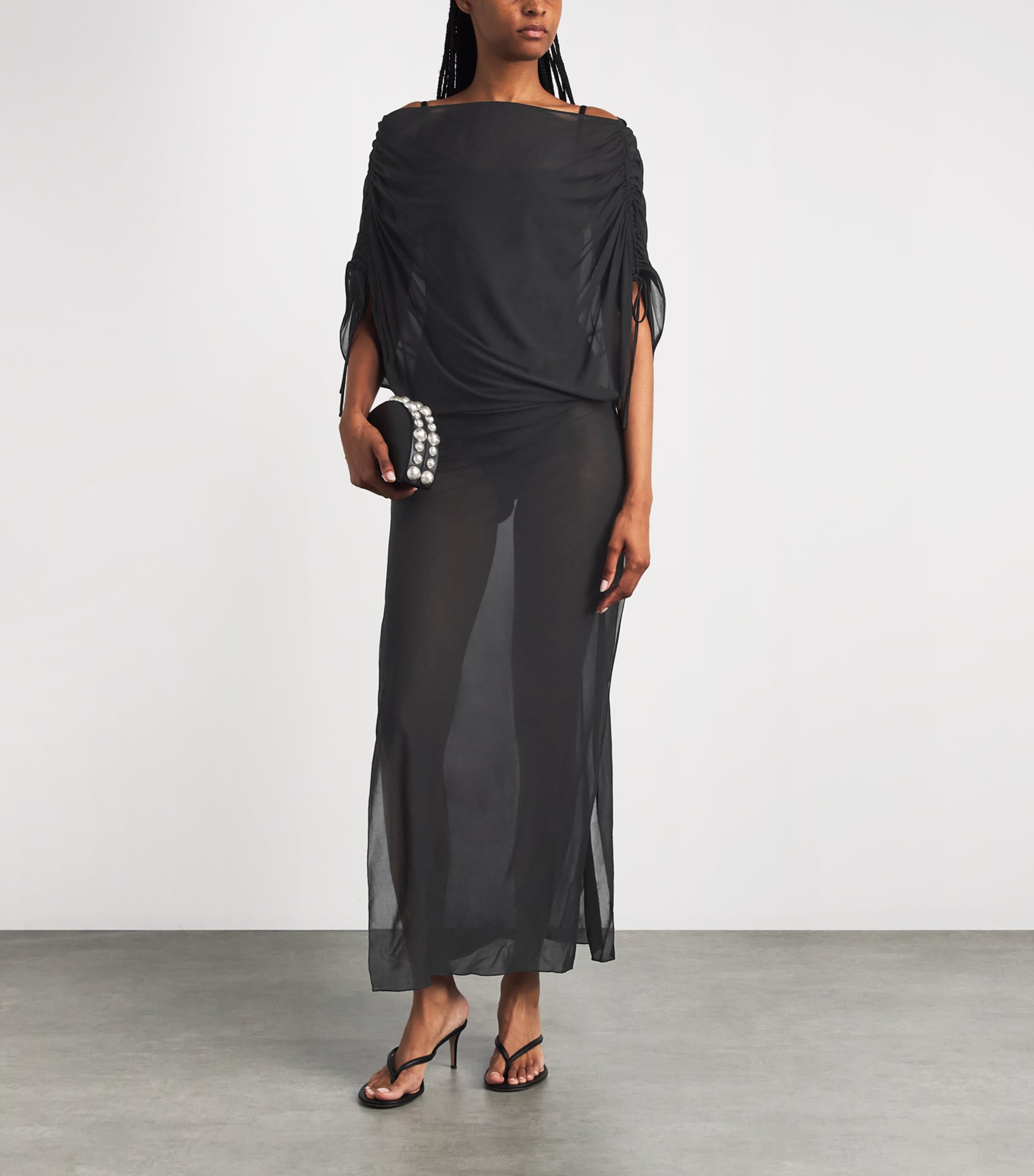 Moré Noir Womens Chiffon Brighton Maxi Dress Black Image 2