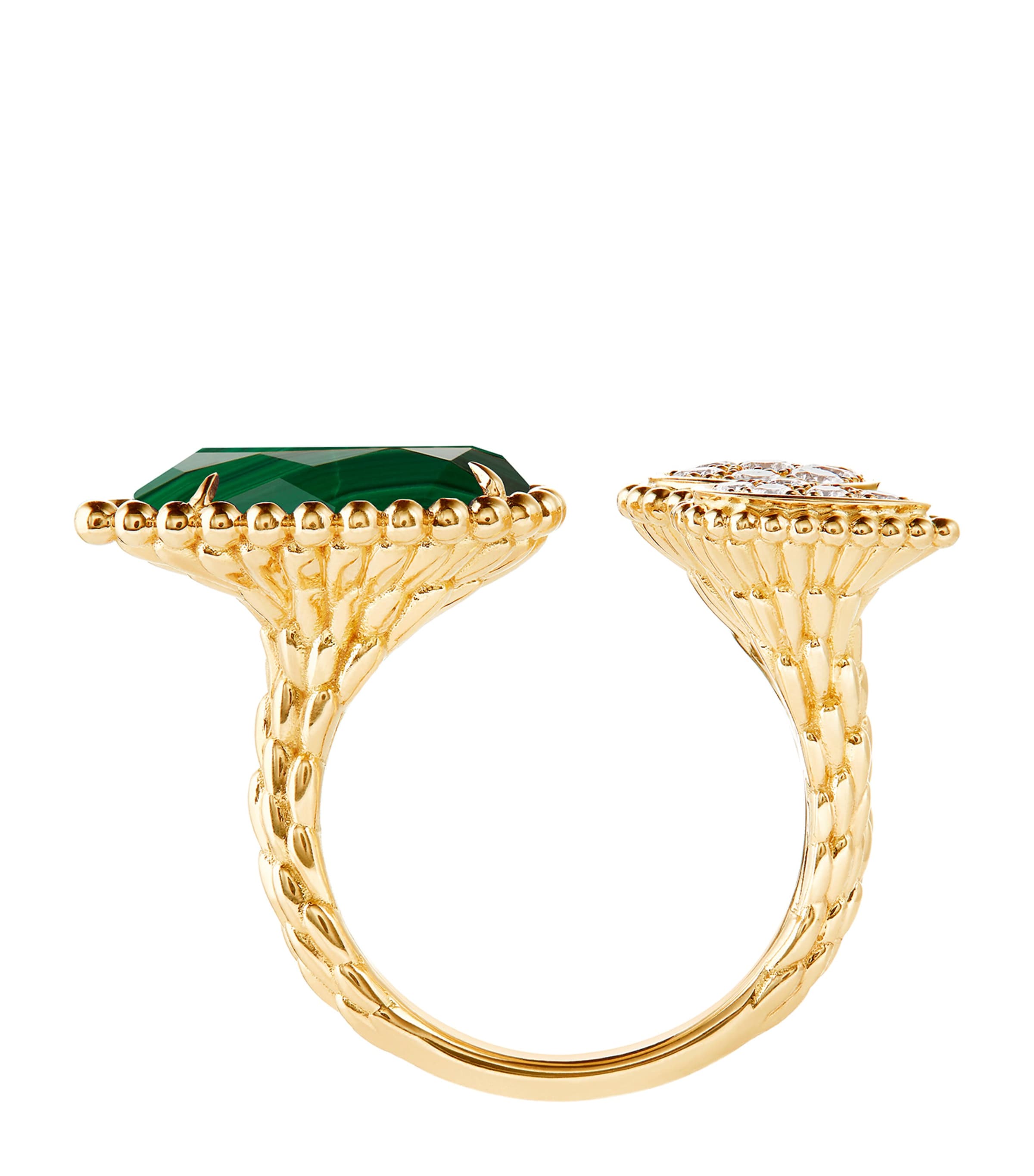Yellow Gold, Malachite and Diamond Serpent Bohème Ring GREEN Image 2