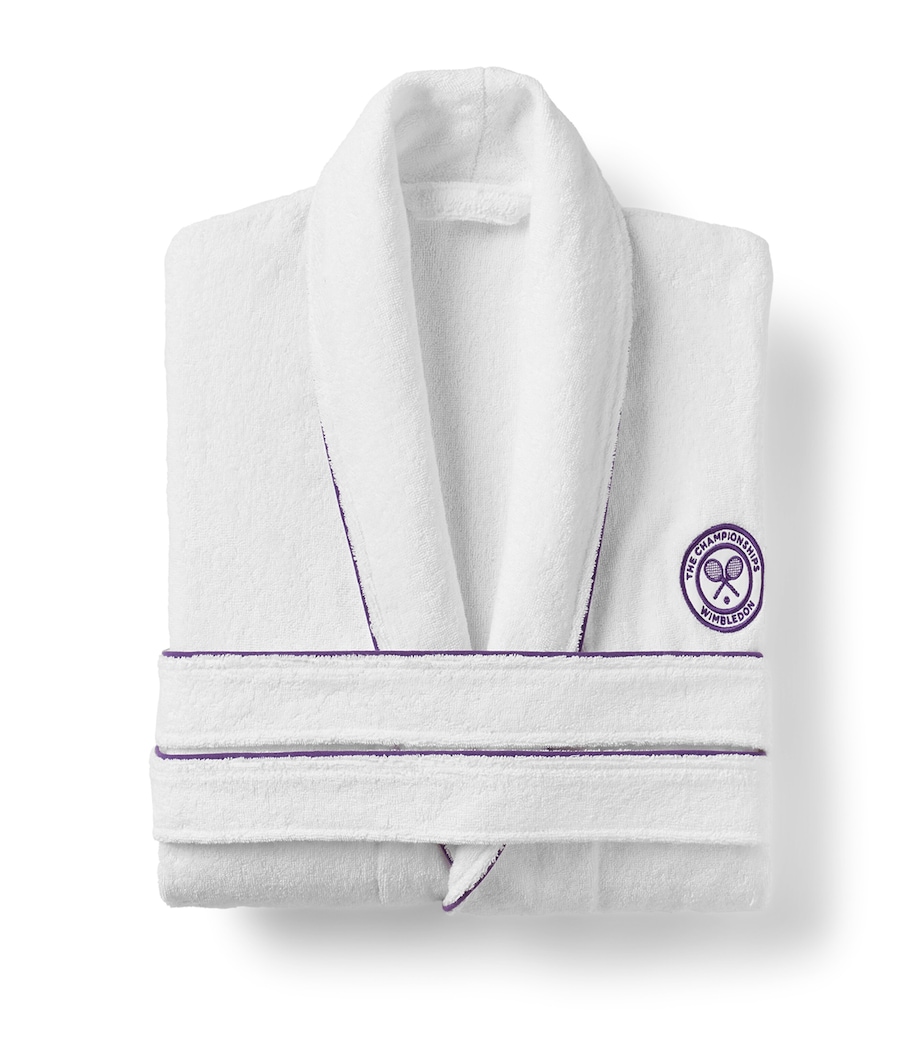x Wimbledon Baseline Robe (Medium) WHITE/PURPLE Image 1