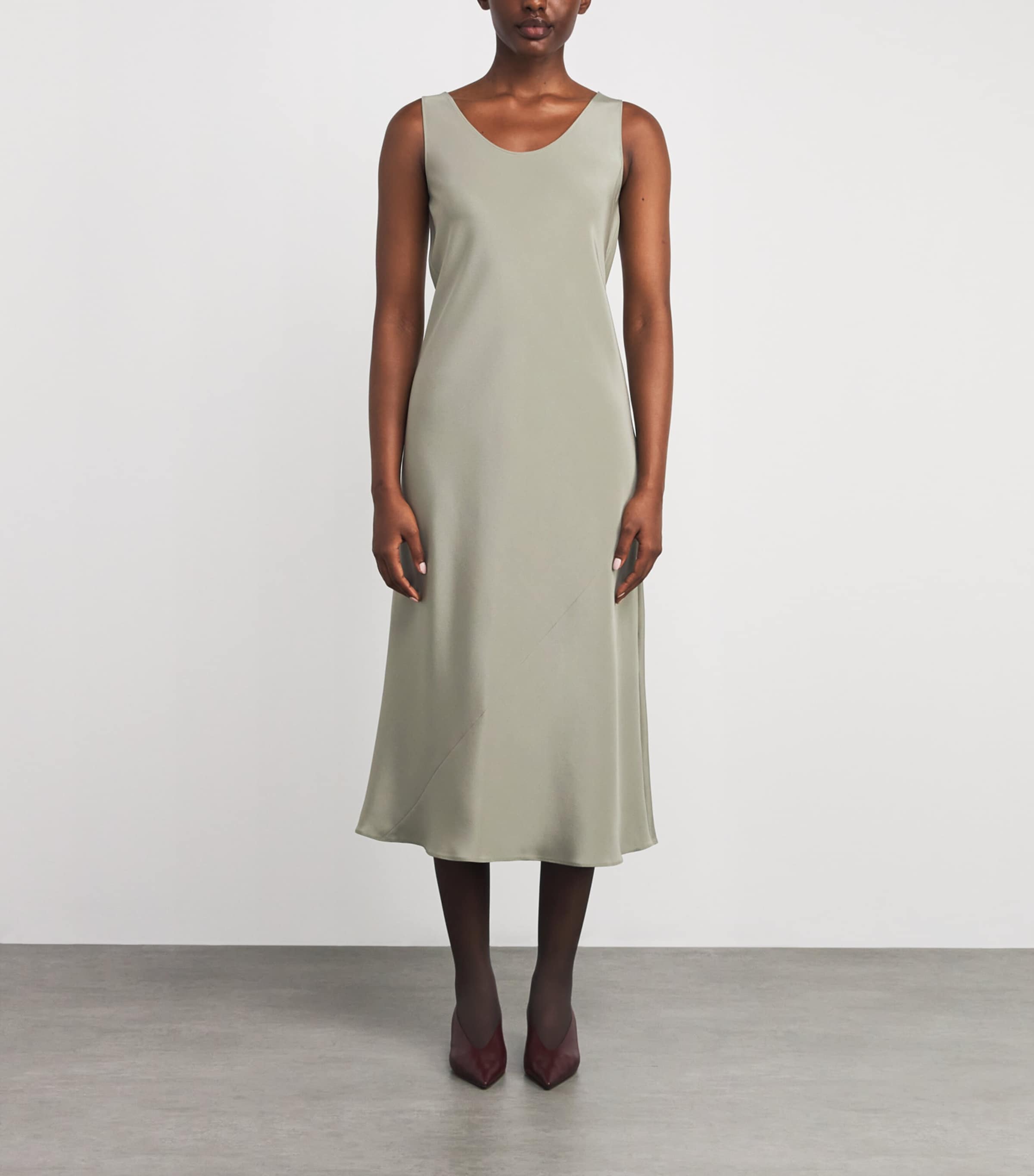 Silk Midi Dress SAGE GREEN Image 6