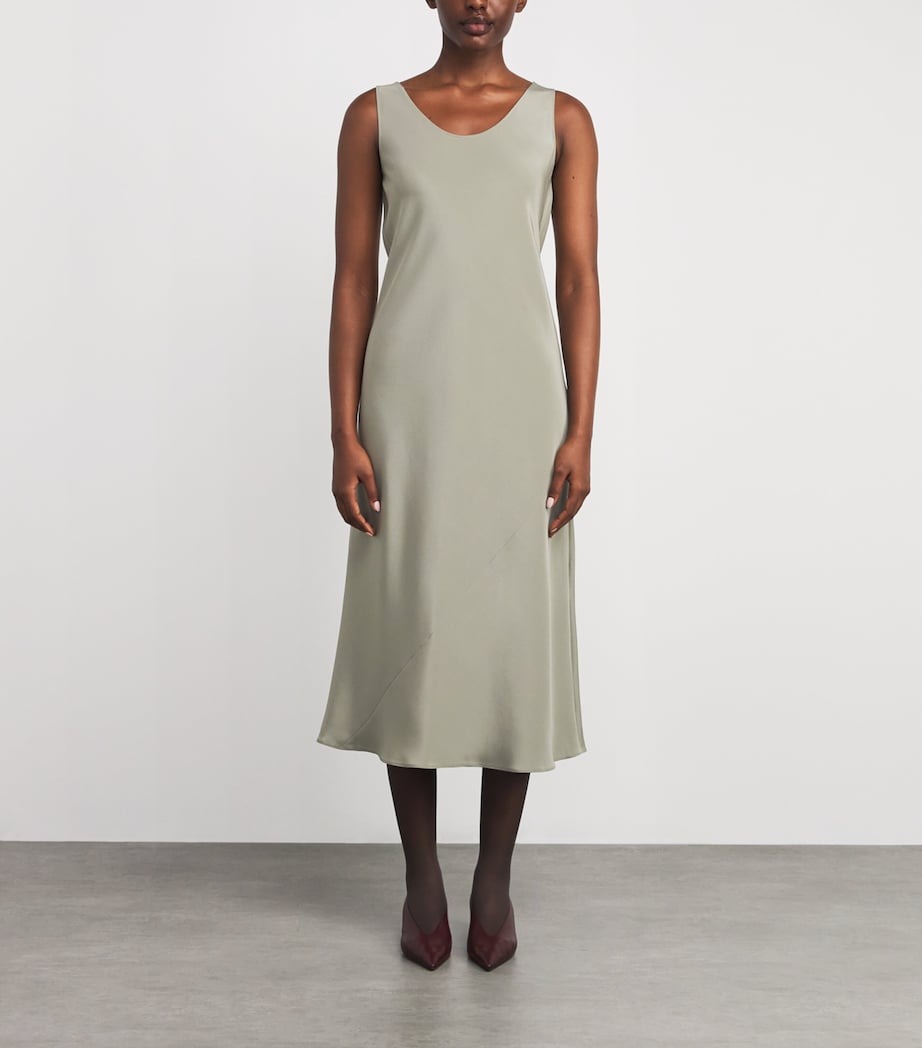 Silk Midi Dress SAGE GREEN Image 6