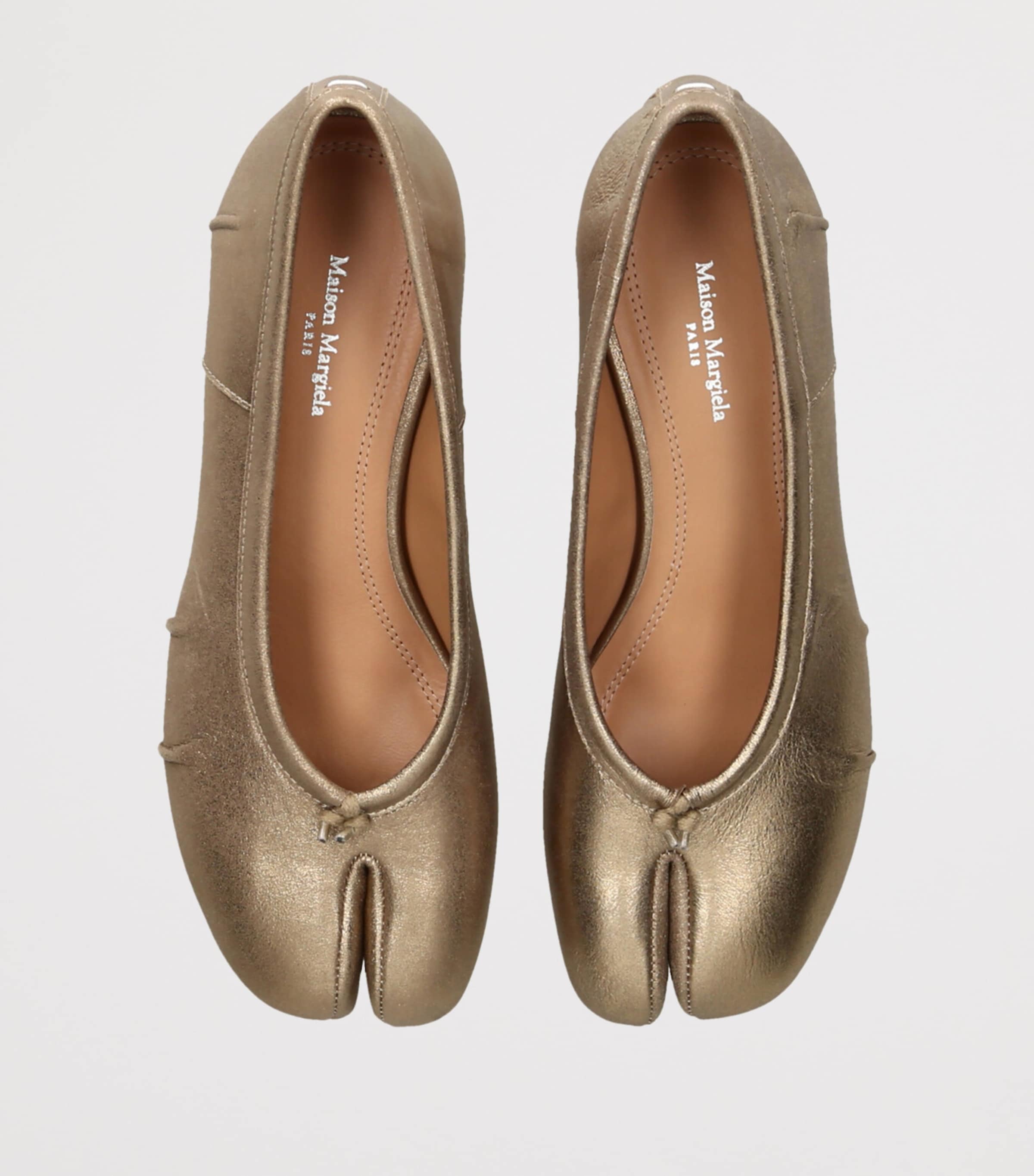 Metallic Leather Tabi Ballerina Pumps 30 GOLD COMB Image 4