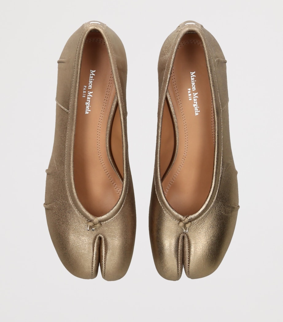 Metallic Leather Tabi Ballerina Pumps 30 GOLD COMB Image 4