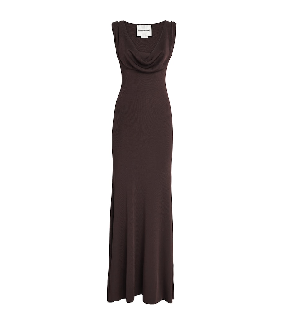Knitted Draped Maxi Dress BROWN Image 1