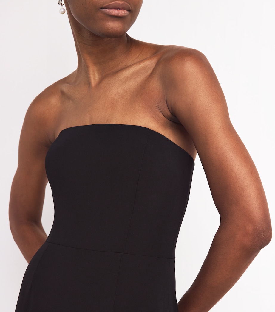 Strapless Ruffled Asymmetric Gown 003 BLACK/WHITE Image 4