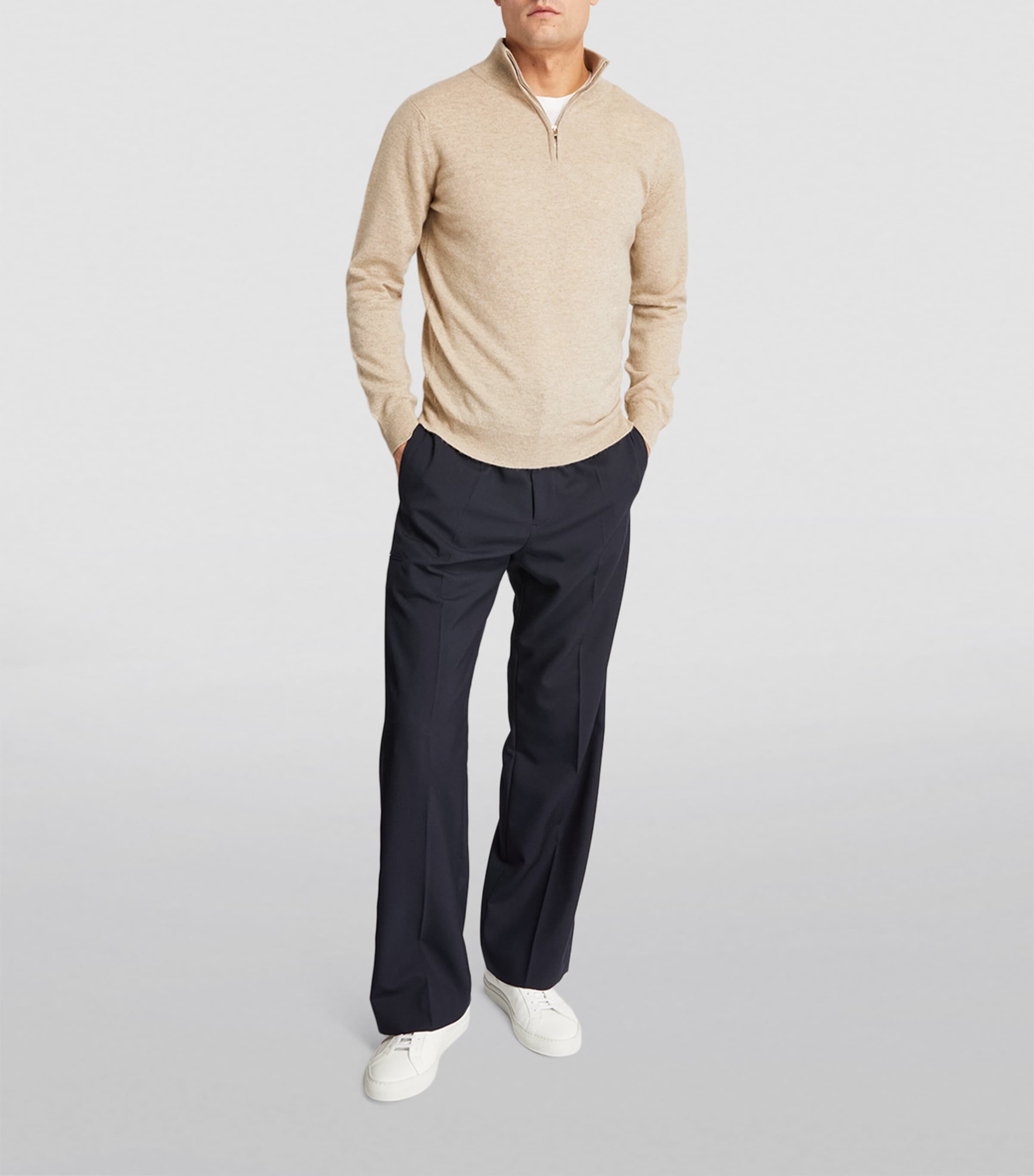 Cashmere Zip-Up Sweater OATMEAL MARL Image 2