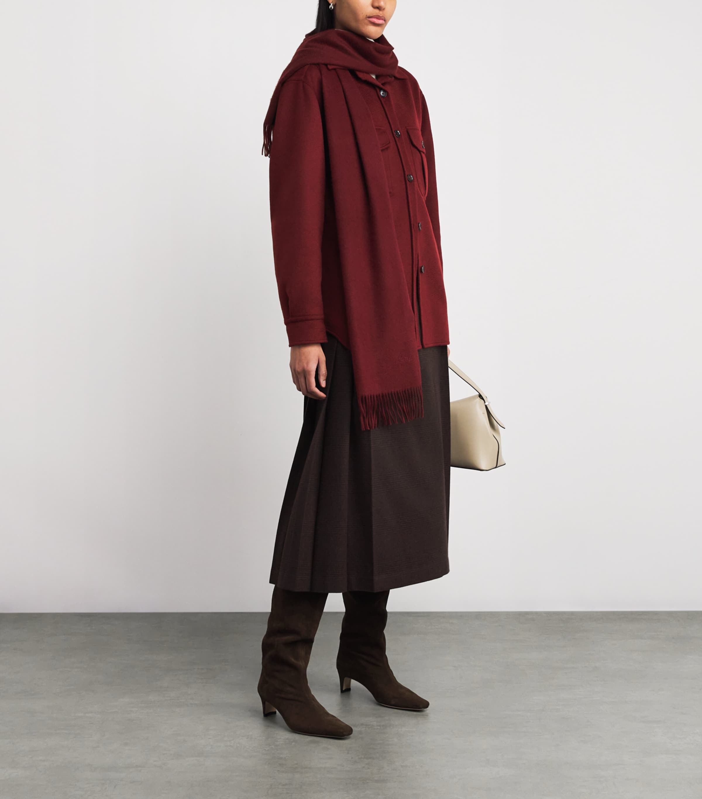 Cashmere Fringed Scarf 6100 BORDEAUX Image 3