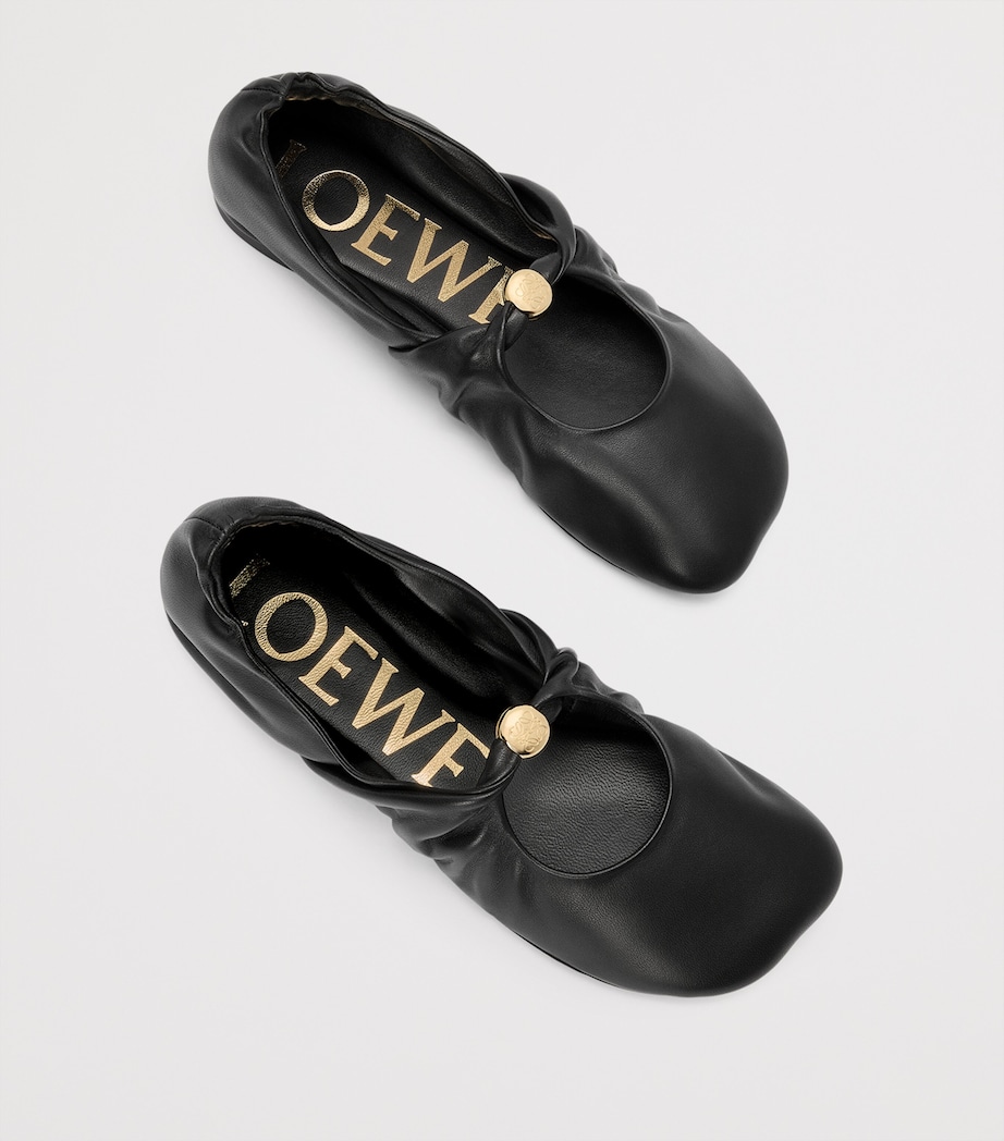 Leather Pebble Soft Ballet Flats BLACK Image 3