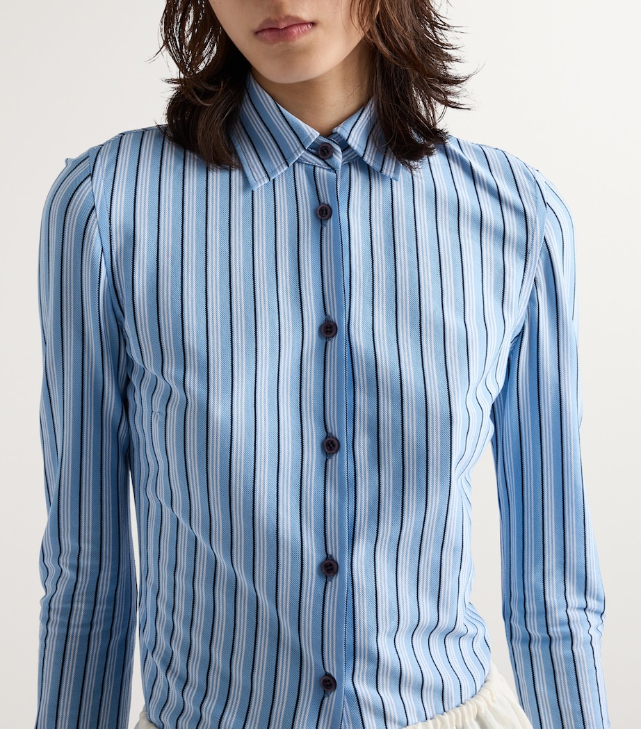 Prada Womens Cotton Piqué Striped Shirt Image 3