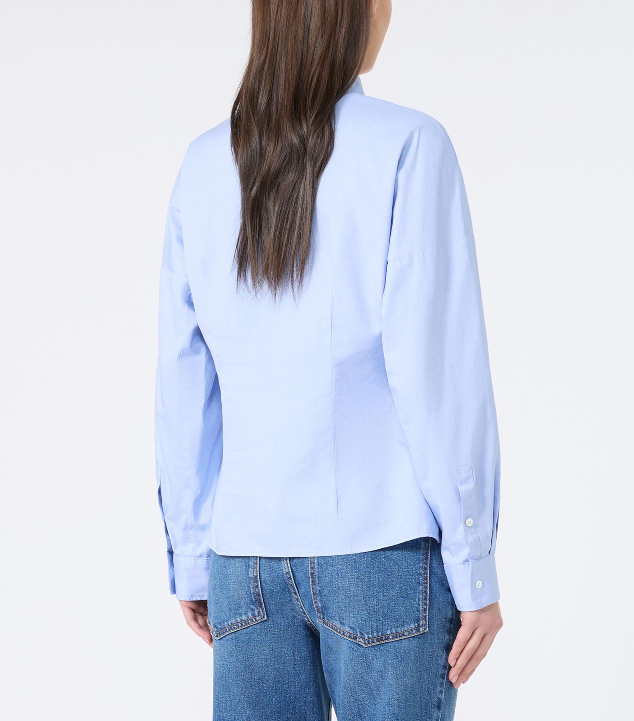 Weekend Max Mara Womens Cotton Long-Sleeve Shirt Light Blue Image 3