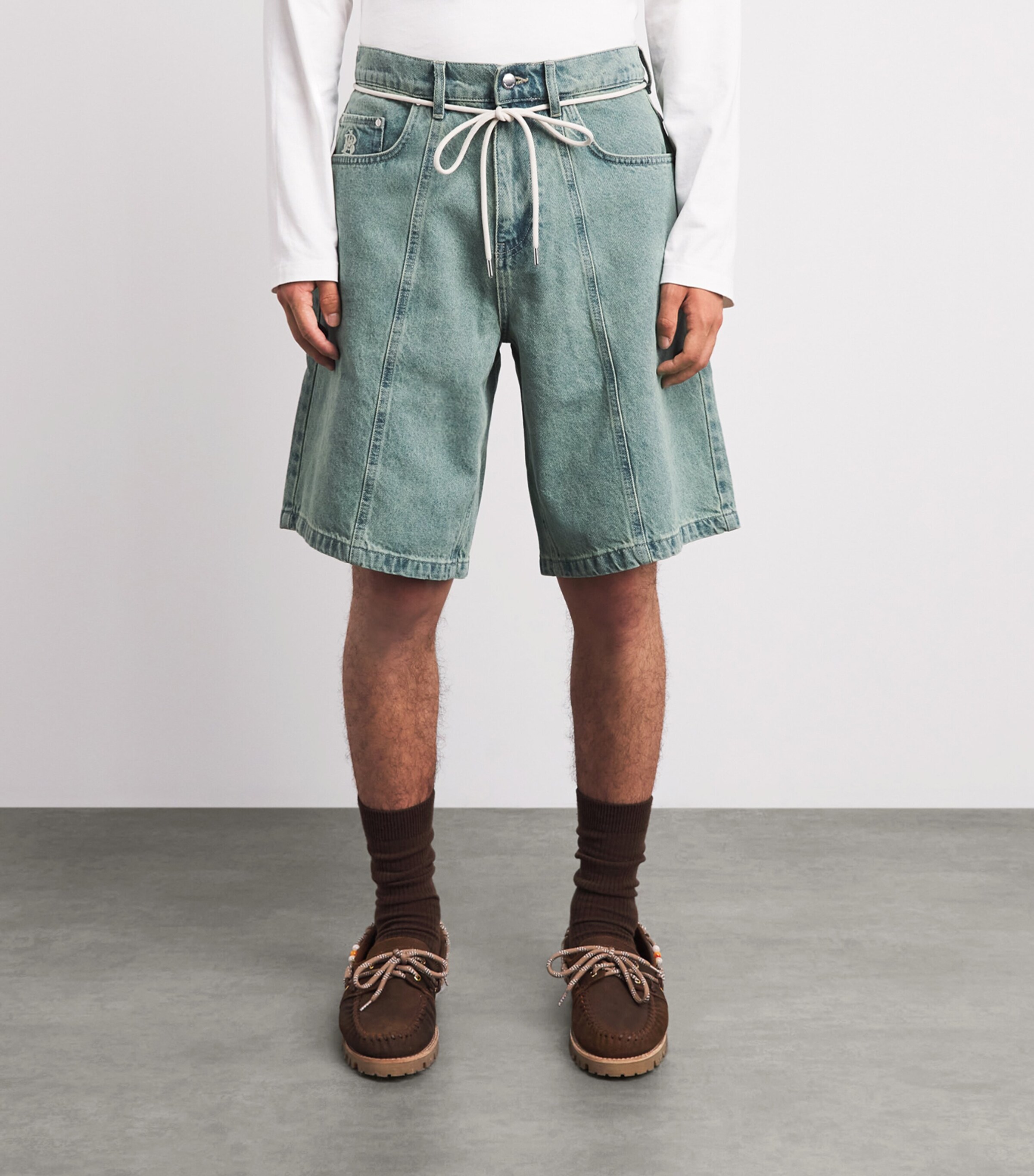 about:blank Mens Felled Denim Shorts Murky Wash Image 4