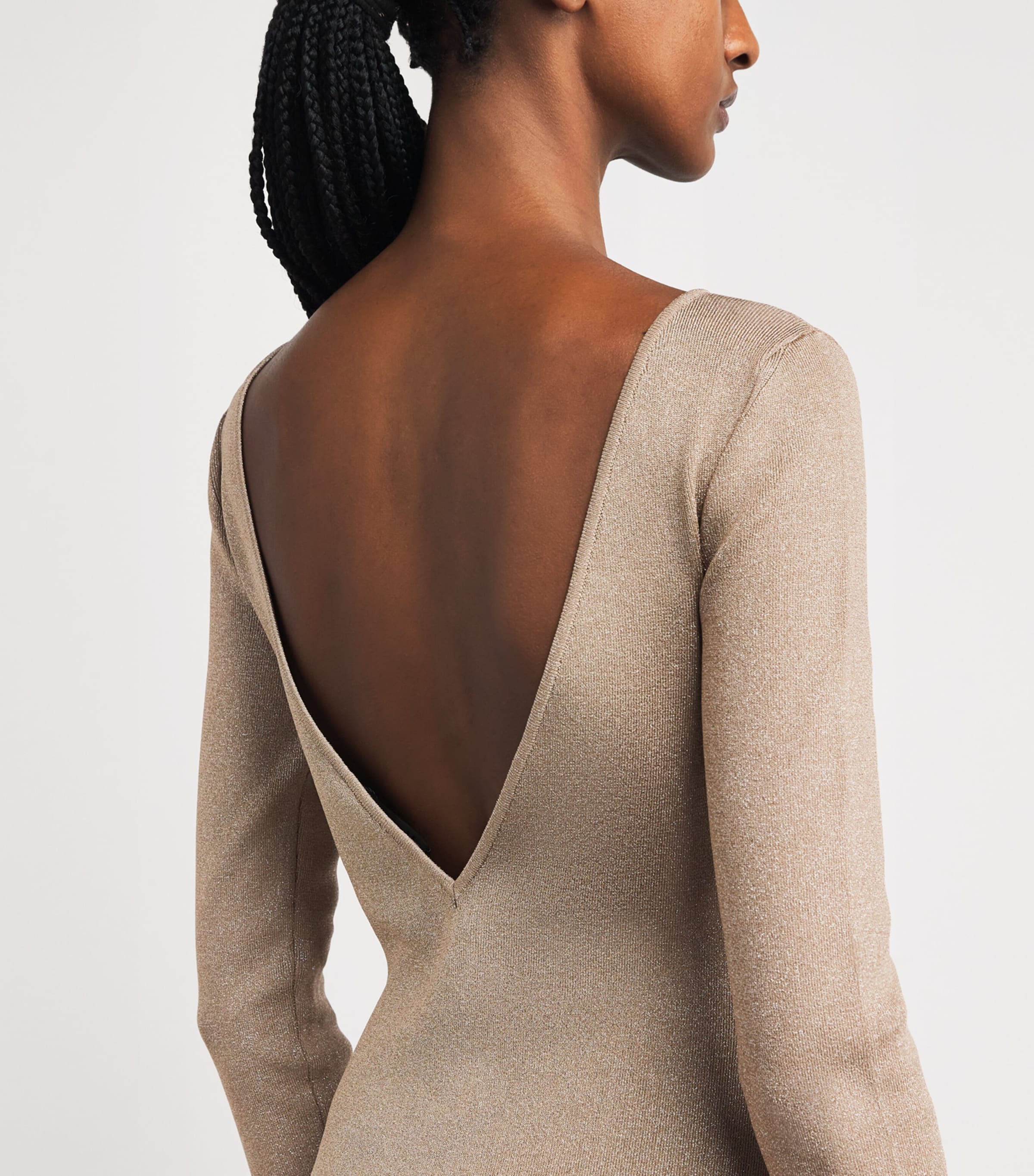 Metallic-Knit Maxi Dress BEIGE Image 4