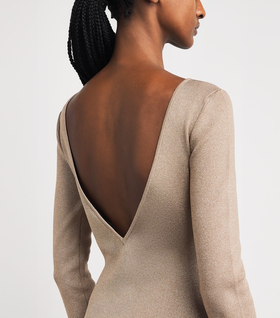 Metallic-Knit Maxi Dress BEIGE Image 4