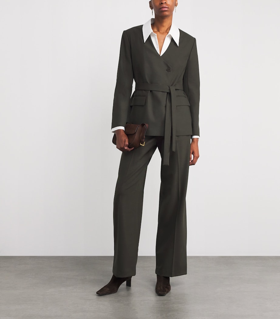 Wool-Blend Asymmetric Blazer KHAKI Image 2