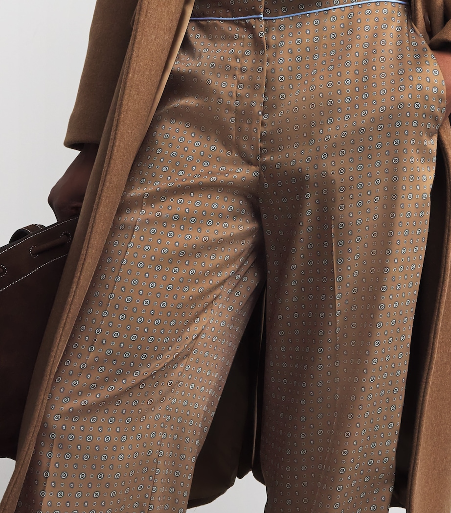 Satin Printed Straight Trousers BROWN TIE Image 6