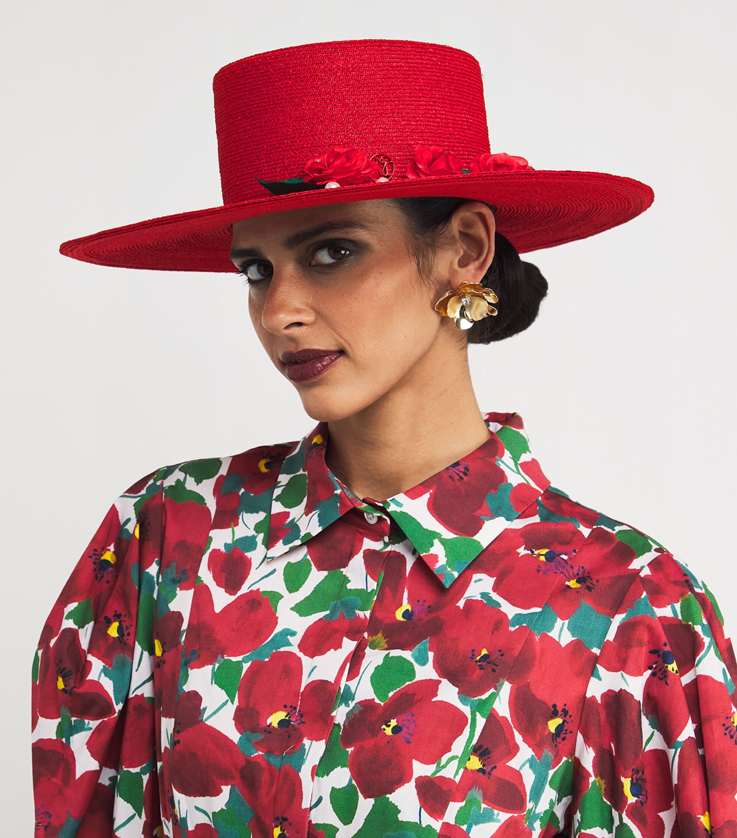 Maison Michel Lana Rose Hat Red Image 1