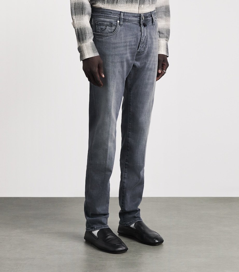 Jacob Cohën Mens Ostrich Leather-Patch Bard Slim Jeans Medium Black Image 4