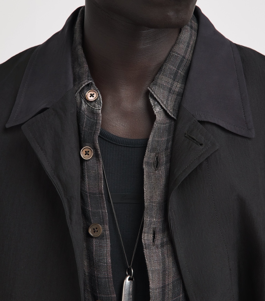 Our Legacy Mens Linen-Blend Pack Blazer Soot Black Image 3