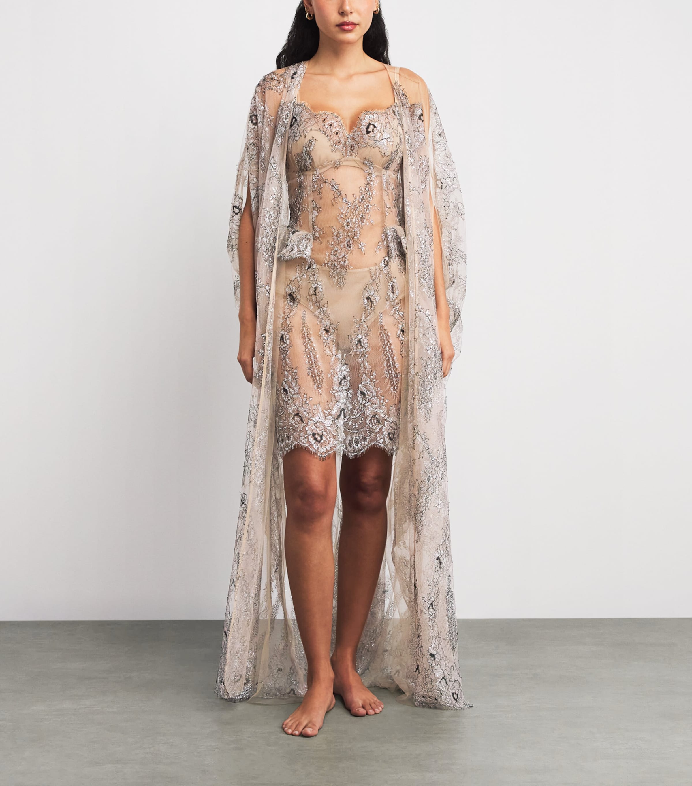 Embroidered Mini Nightdress NUDE/SILVER/BLACK Image 2