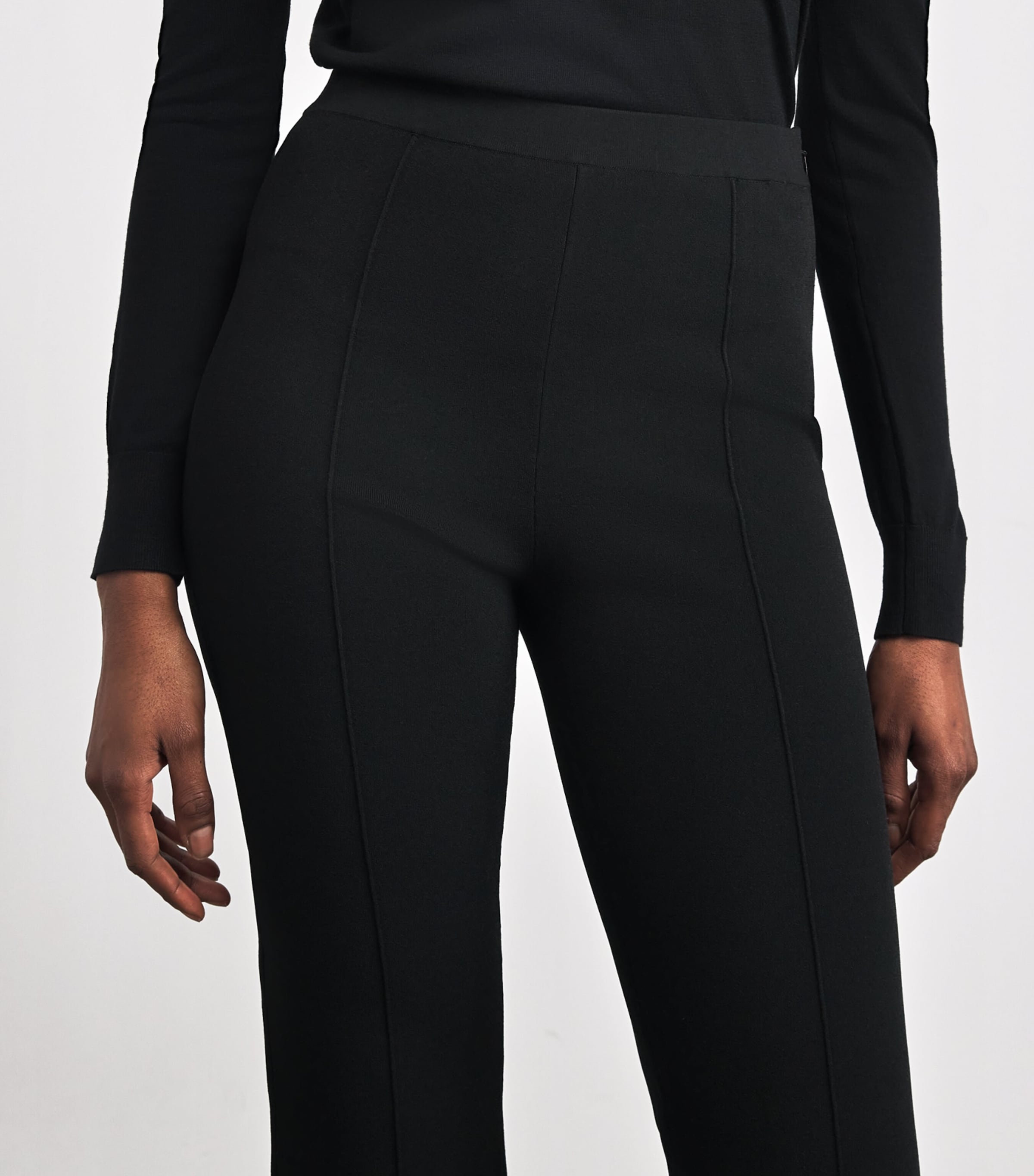 Knitted Crepe Kick Trousers BLACK - 001 Image 6