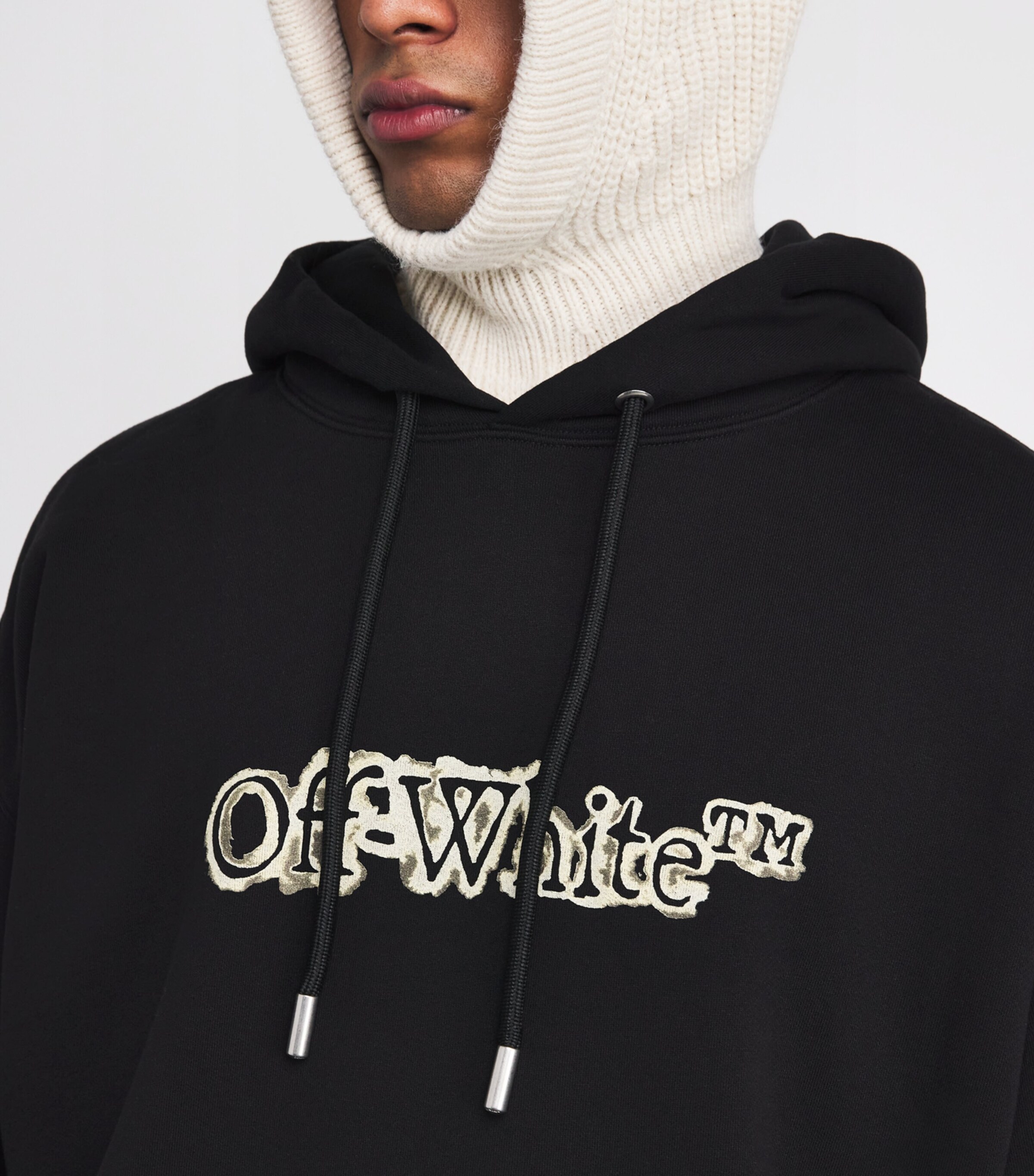 Off-White Mens Cotton Cloudy Arrow Skate Logo Hoodie Black Image 6