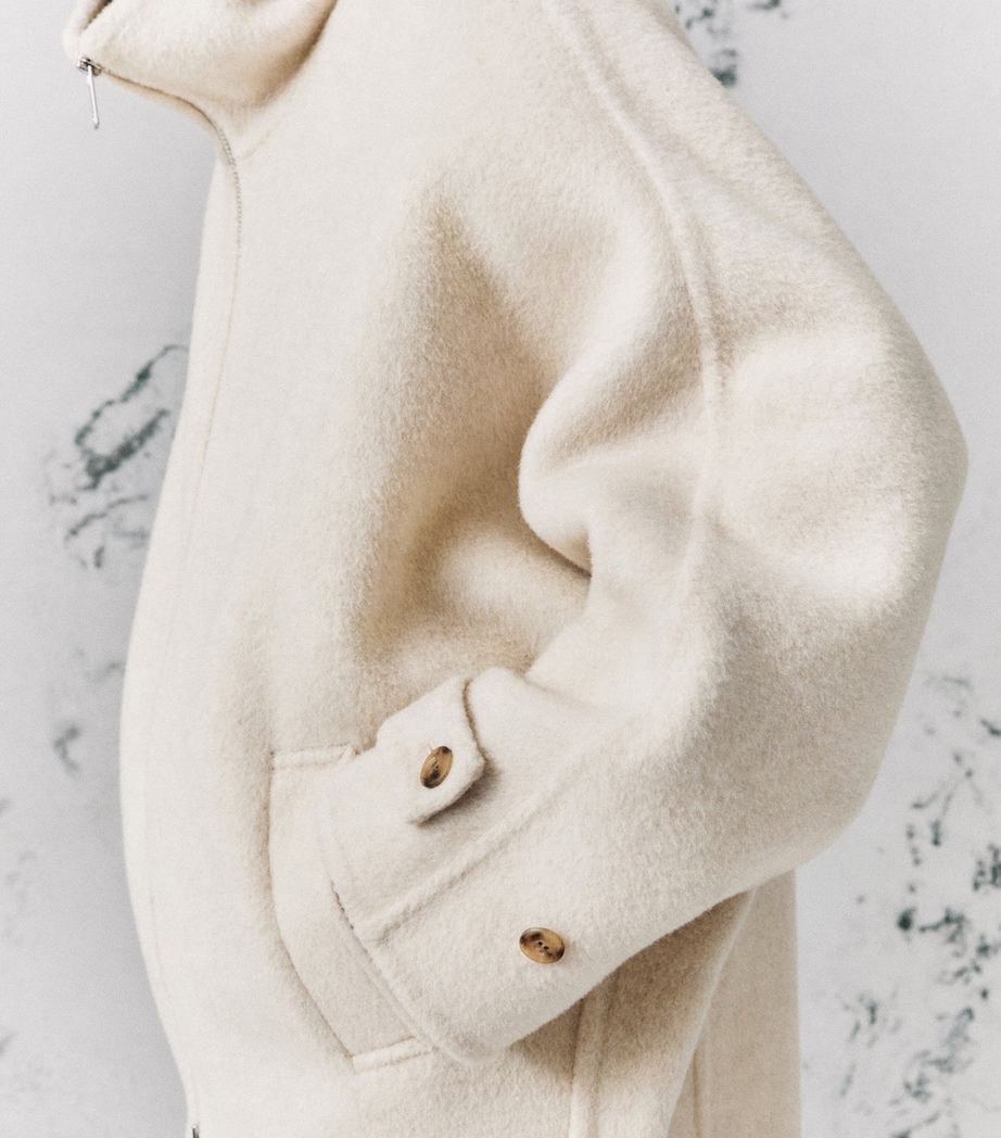 Marella Womens Wool-Alpaca Zip-Up Coat Turtledove Image 5