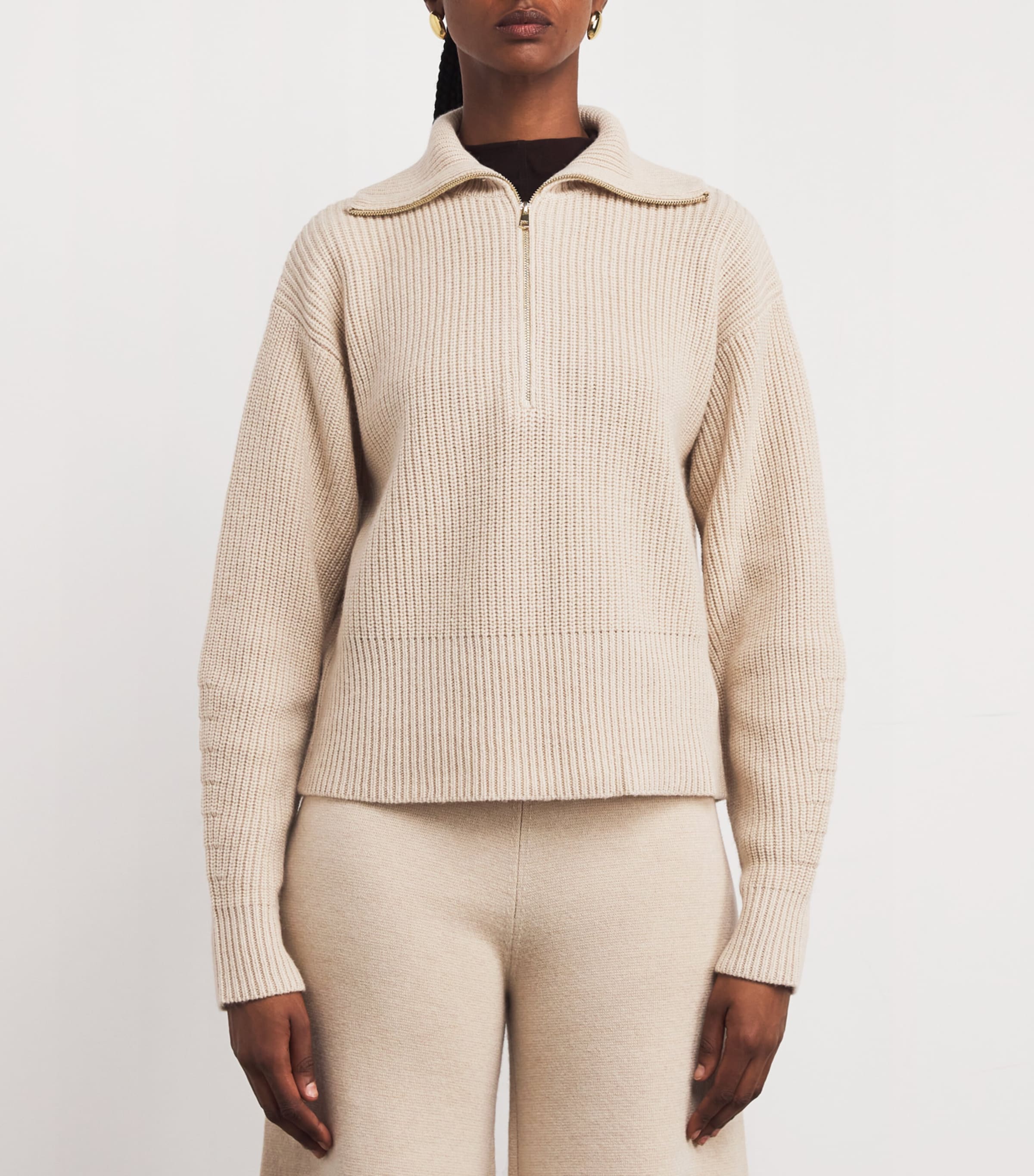 Wool-Cashmere Half-Zip Sweater BEIGE Image 3