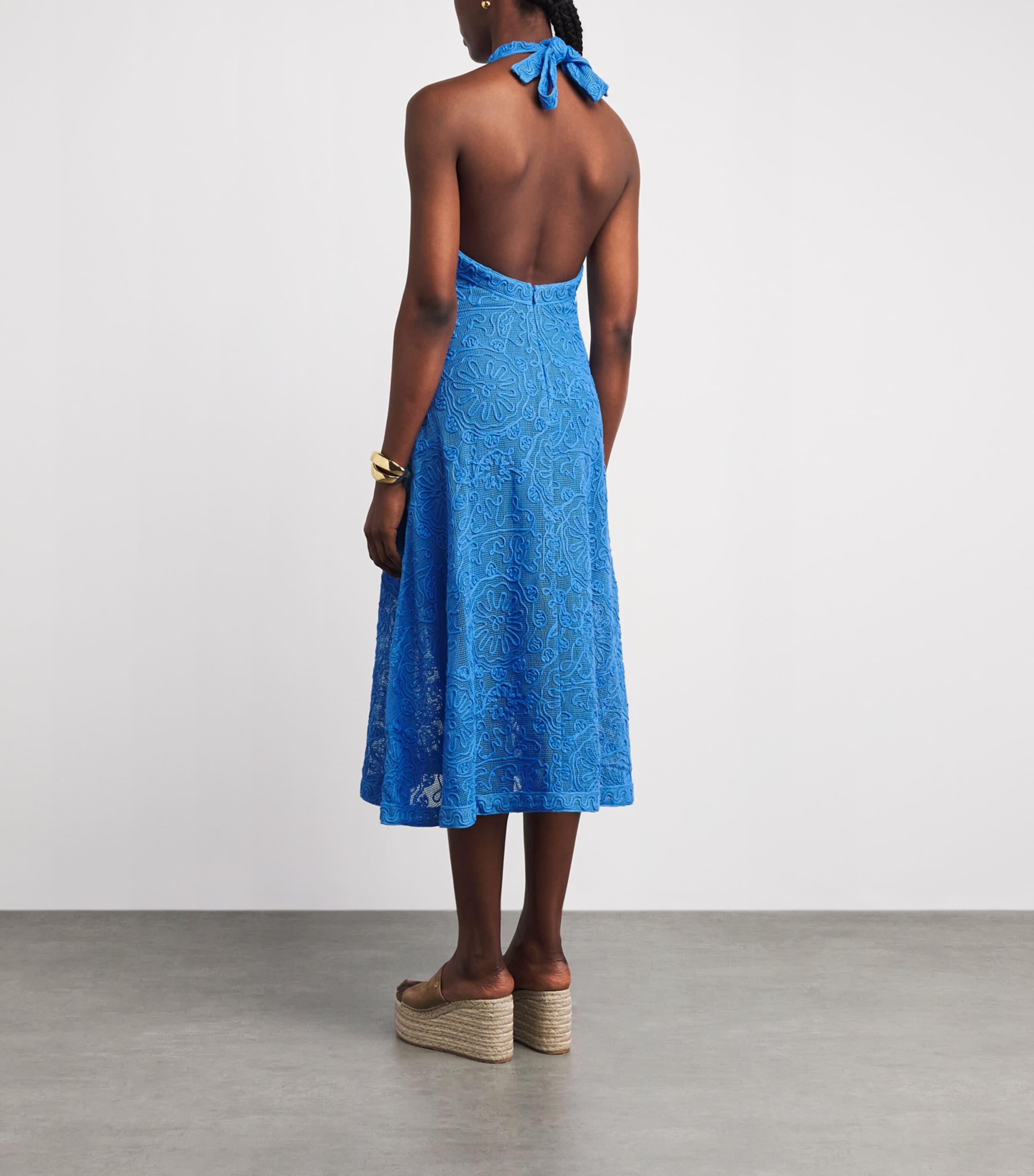 Maje Womens Guipure Lace Midi Dress Blue Image 4