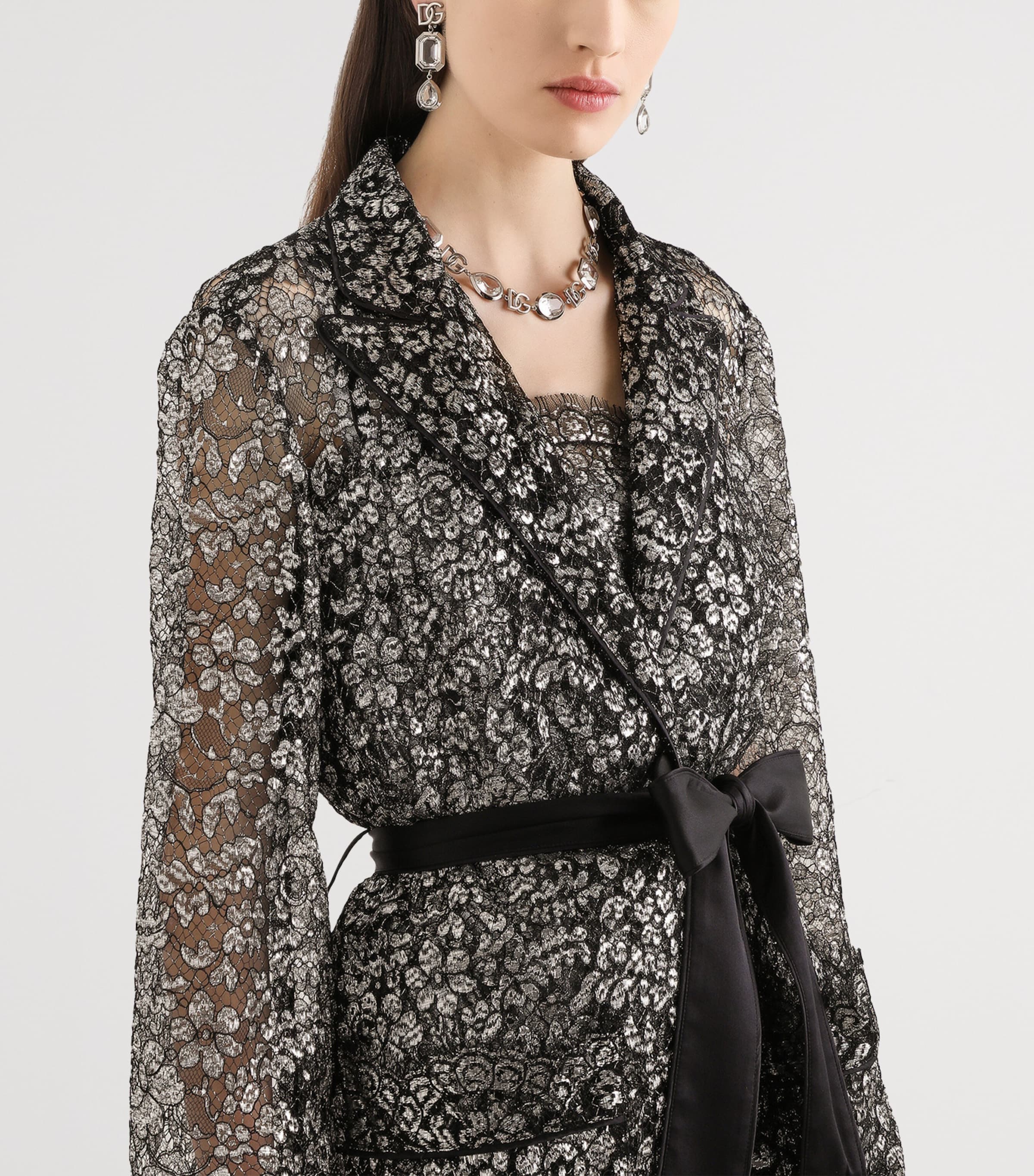 Floral Lace Blazer S0998-SILV Image 4