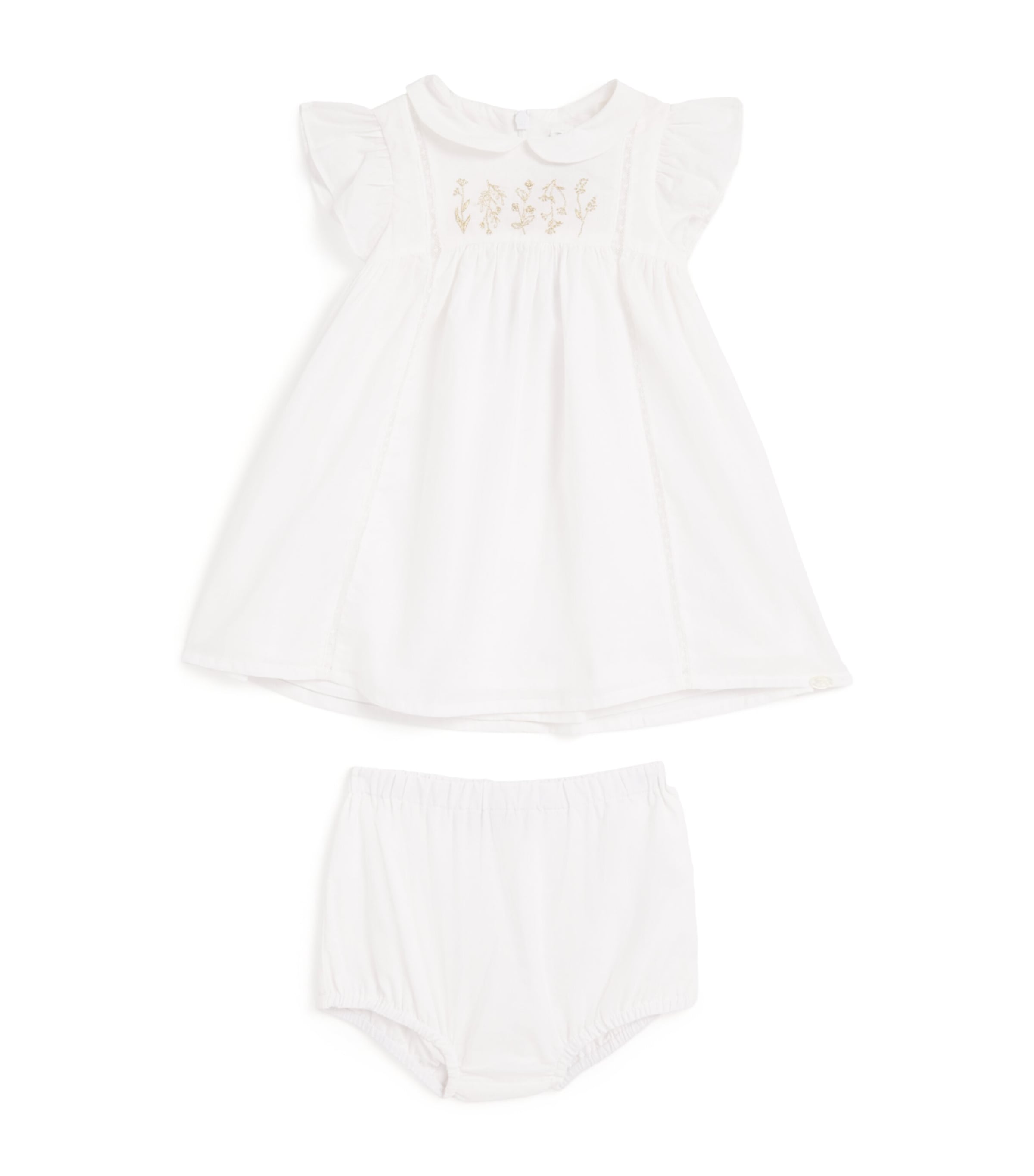 Tartine et Chocolat Cotton Embroidered Dress and Bloomers Set (3 Months-4 Years) Blanc Image 1