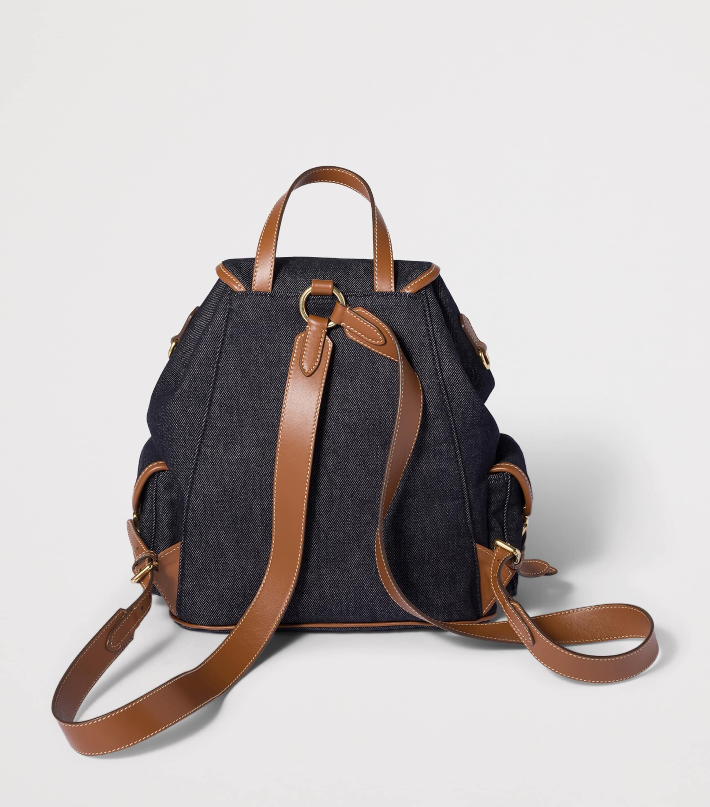 Miu Miu Denim-Leather Backpack Blue Image 3