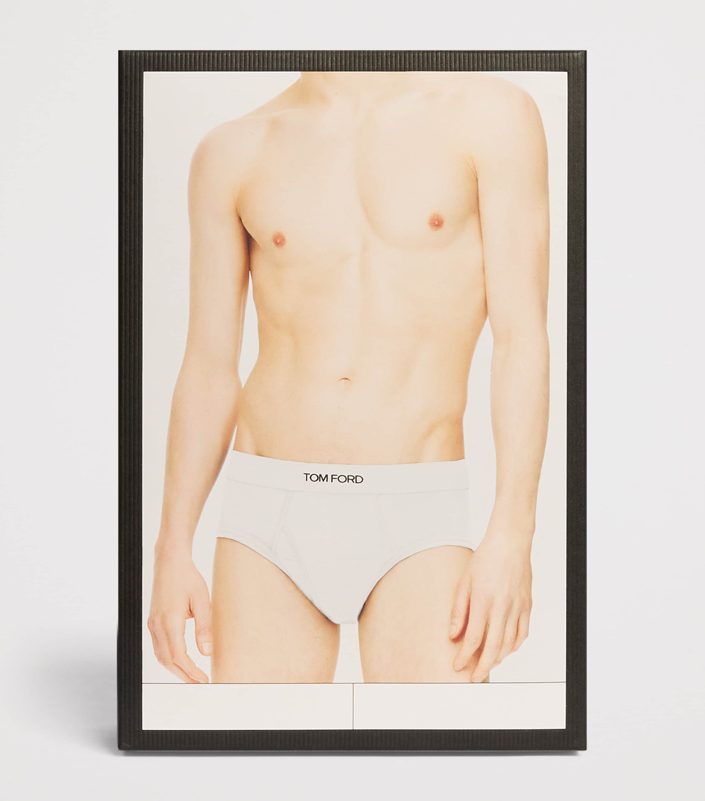 TOM FORD Mens Stretch-Cotton Logo Briefs (Pack of 2) White Image 4