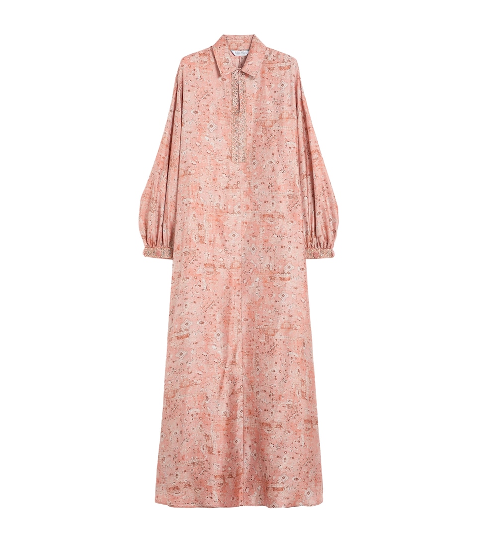 Max Mara Printed Maxi Shirt Dress Coral
