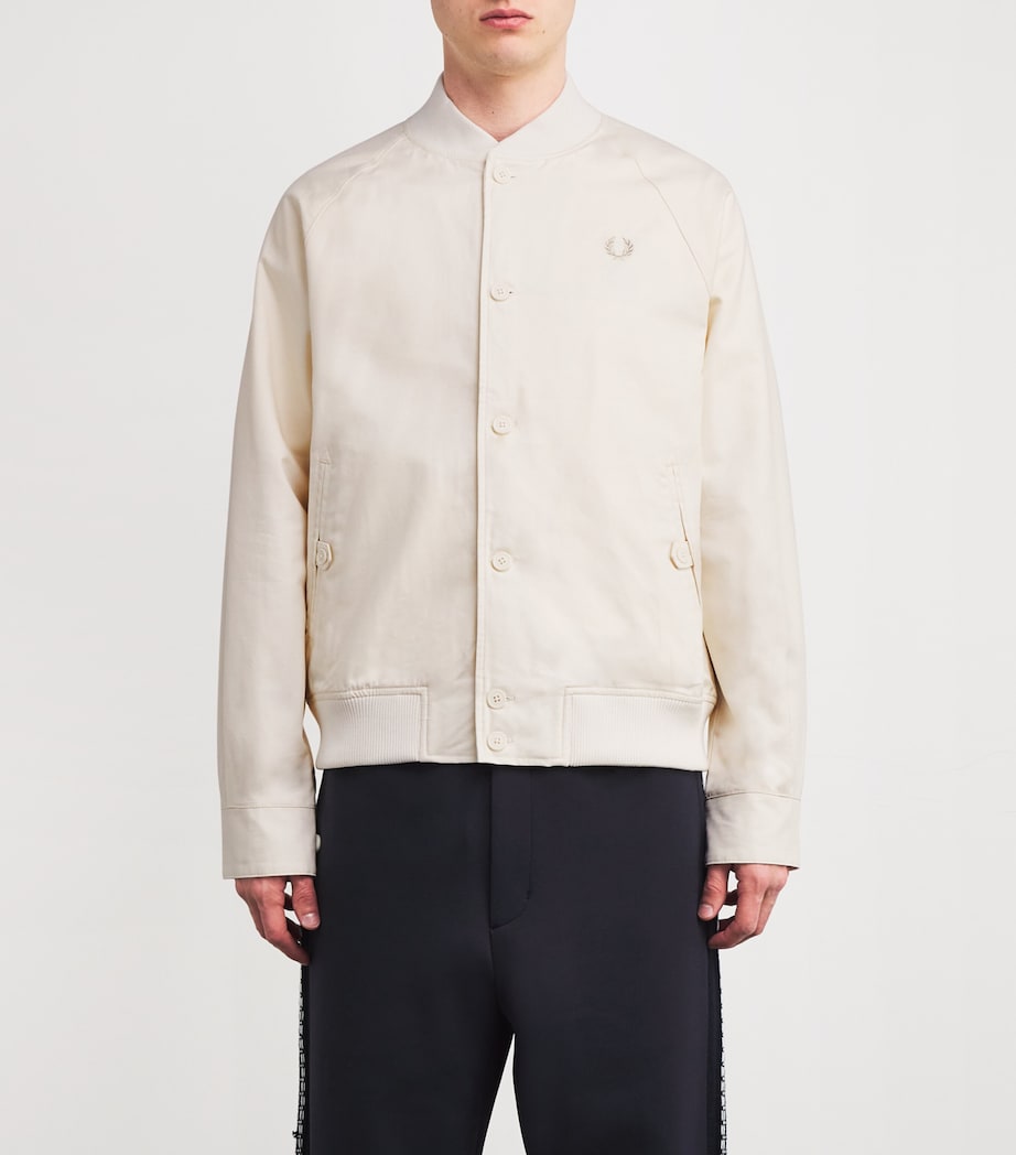 Cotton-Blend Twill Tennis Bomber Jacket 560-ECRU Image 3