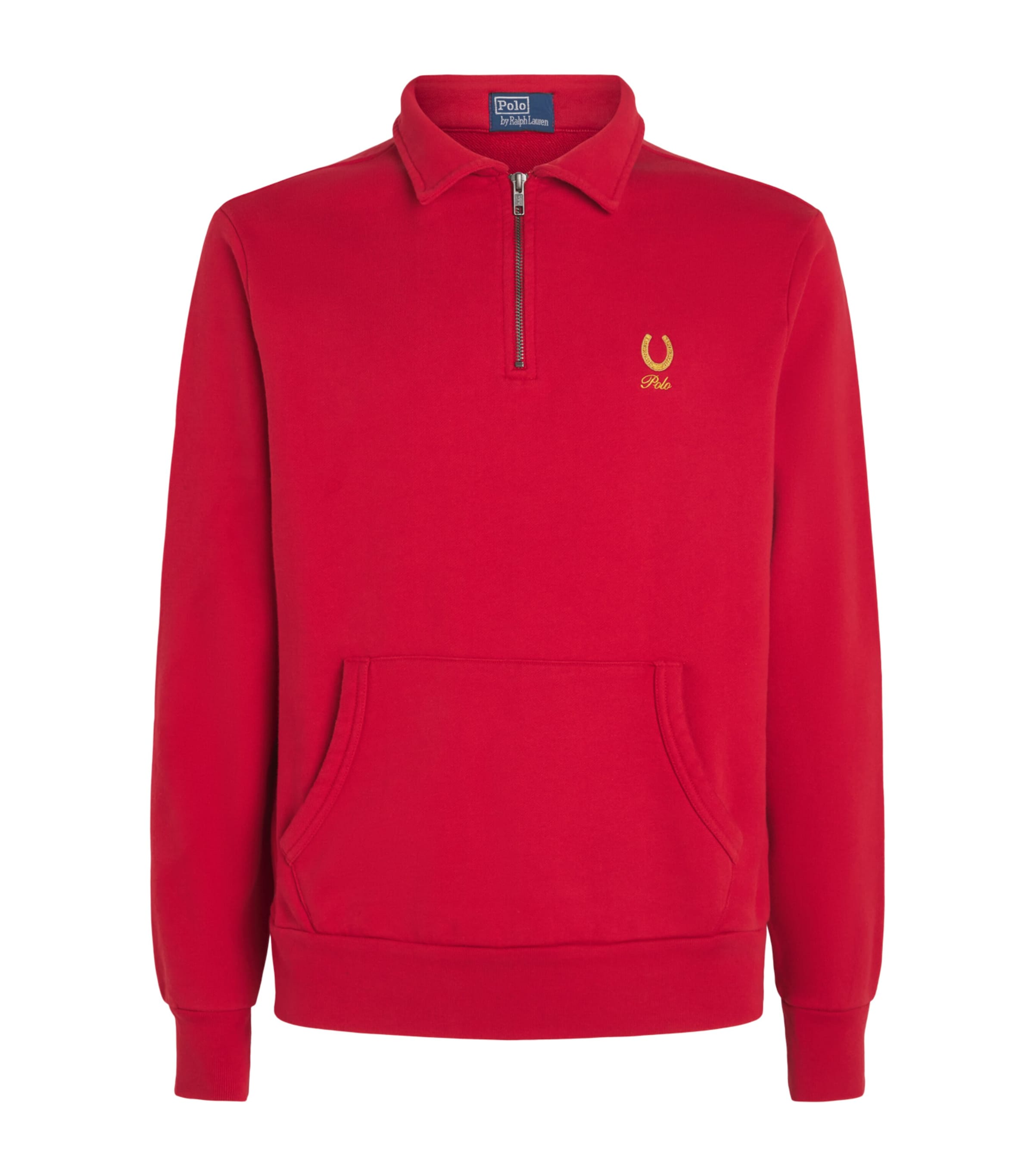 Polo Ralph Lauren Mens Cotton Polo Quarter-Zip Sweater Red Image 1