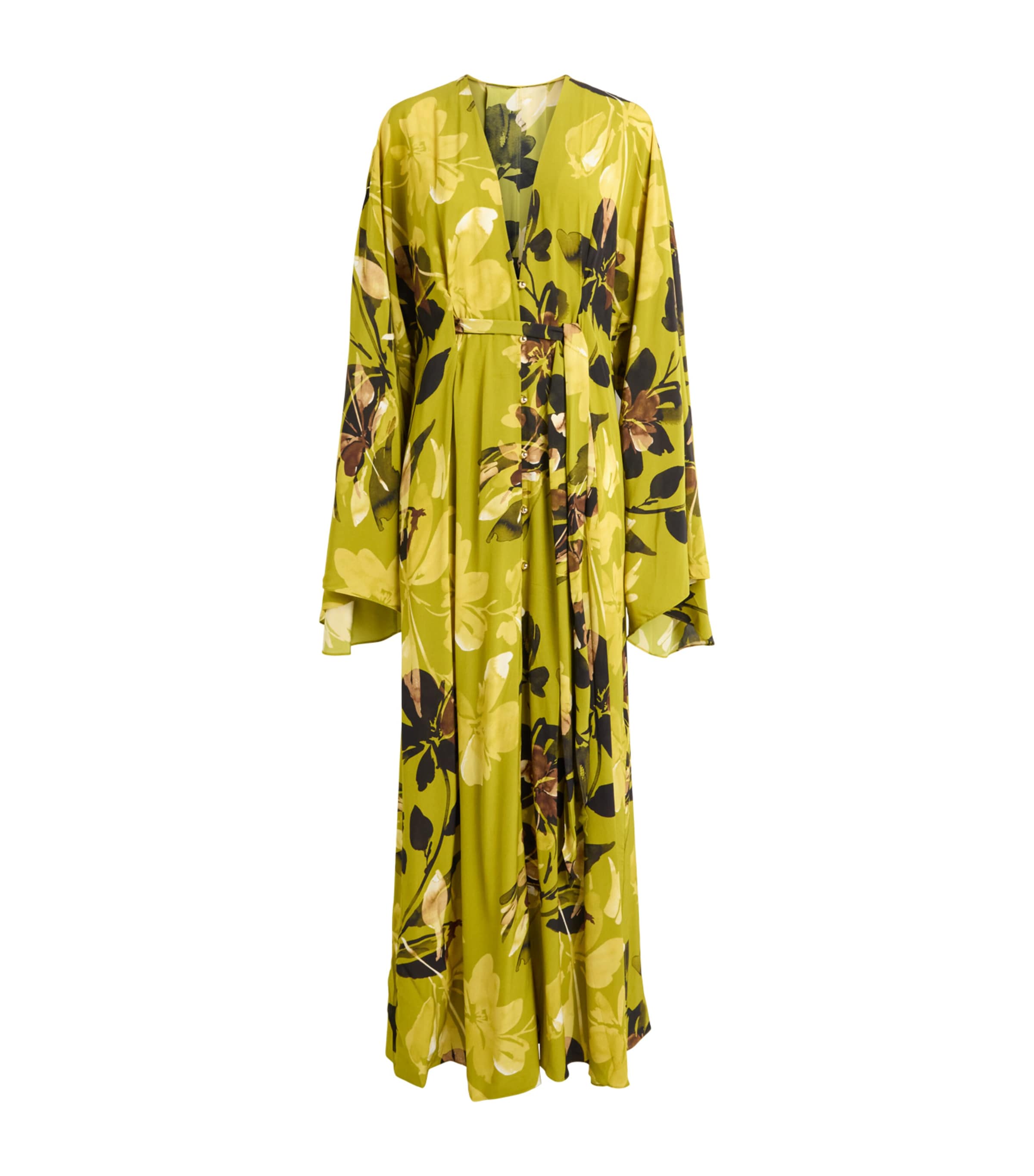 AWAY THAT DAY Womens Morocco Maxi Skirt Chartreuse Flr Print Image 1