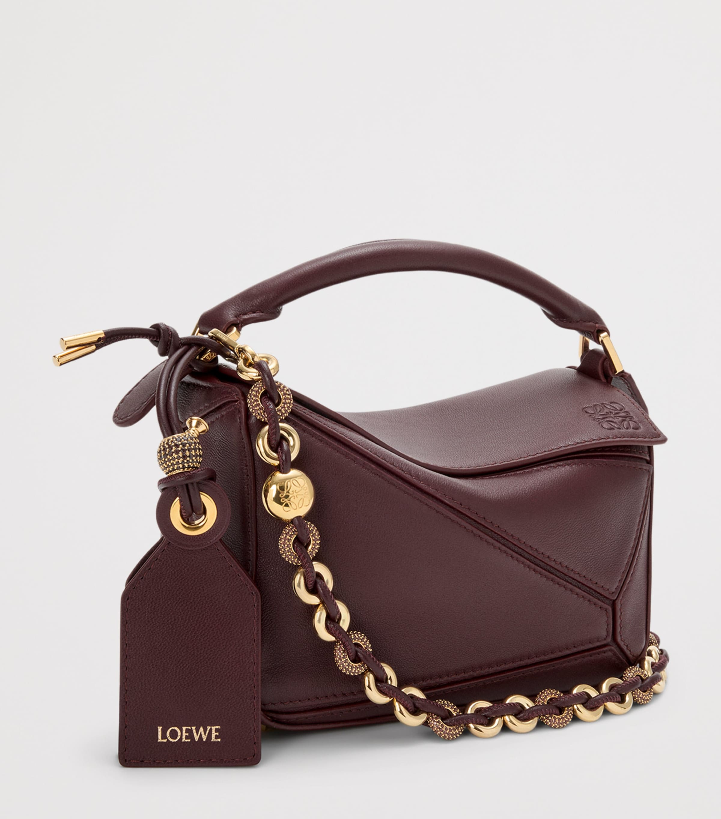 Mini Leather Puzzle Top-Handle Bag DARK BURGUNDY Image 3