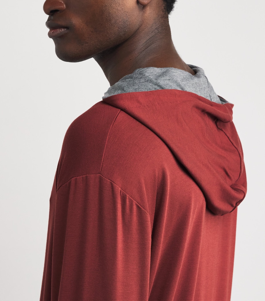 Contrast-Trim Rippley Hoodie CLAG-CLY/MID GREY Image 6