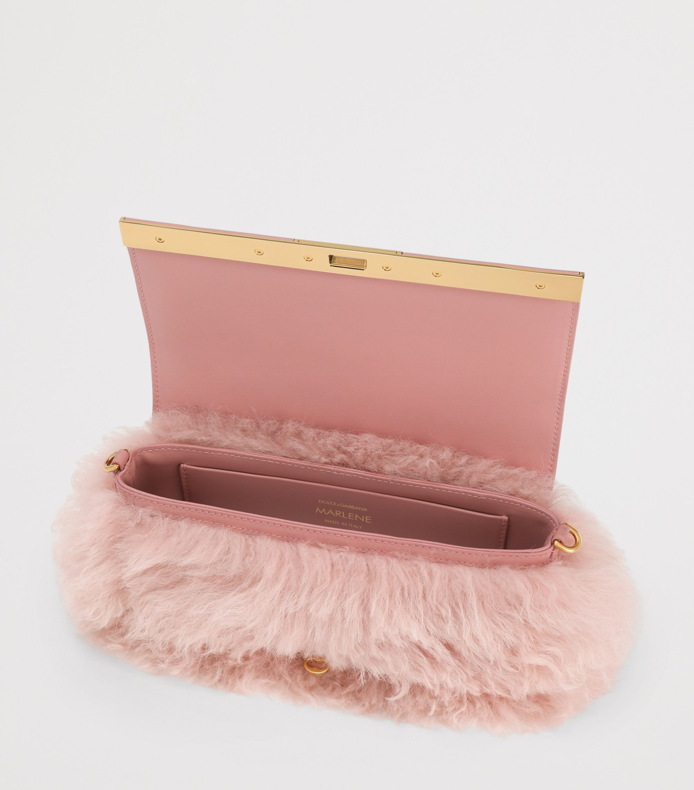 Dolce&Gabbana Shearling-Trim Marlene Shoulder Bag Pink/pink Image 6