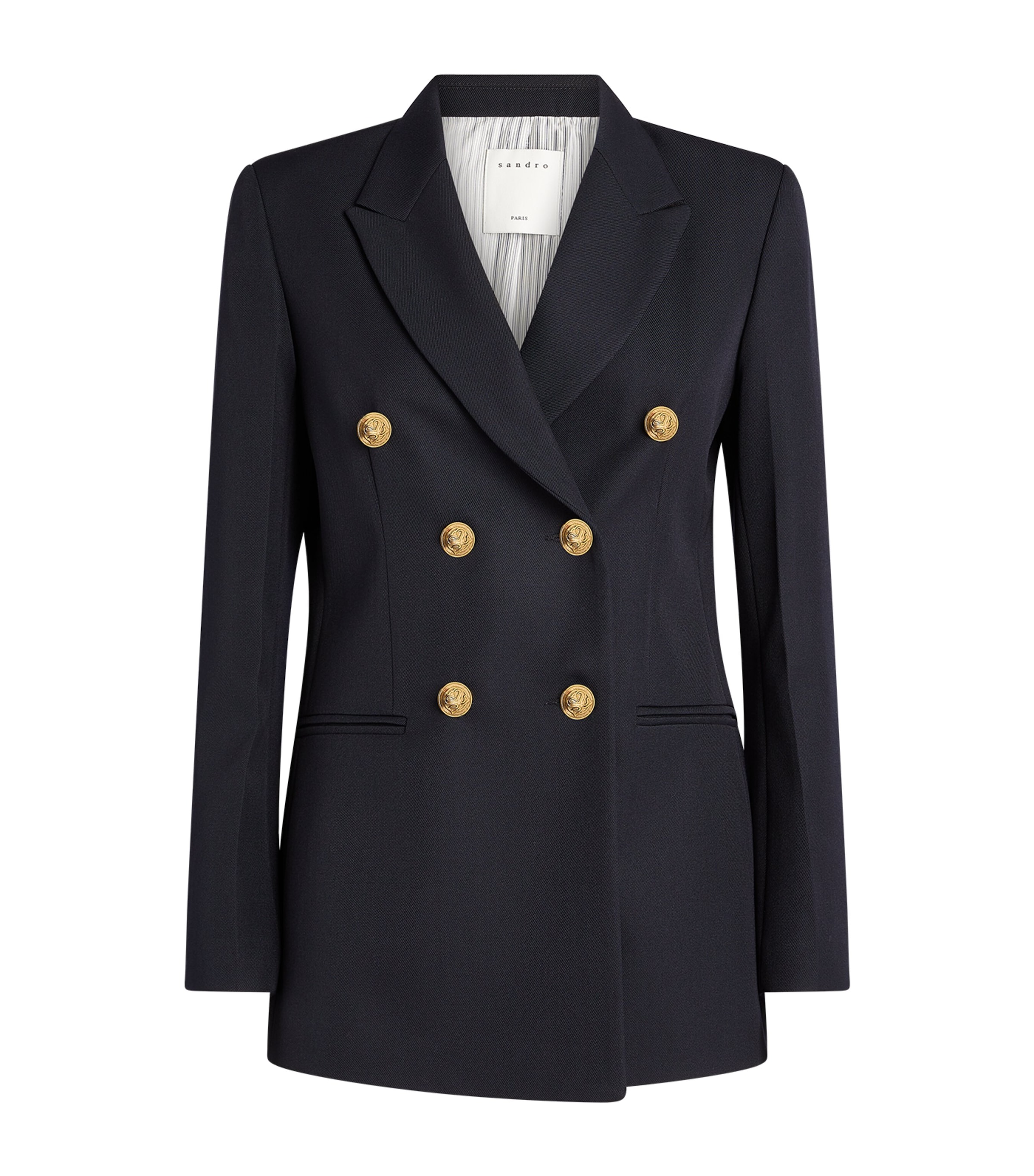 Shop Sandro Double-breasted Blazer In Blue