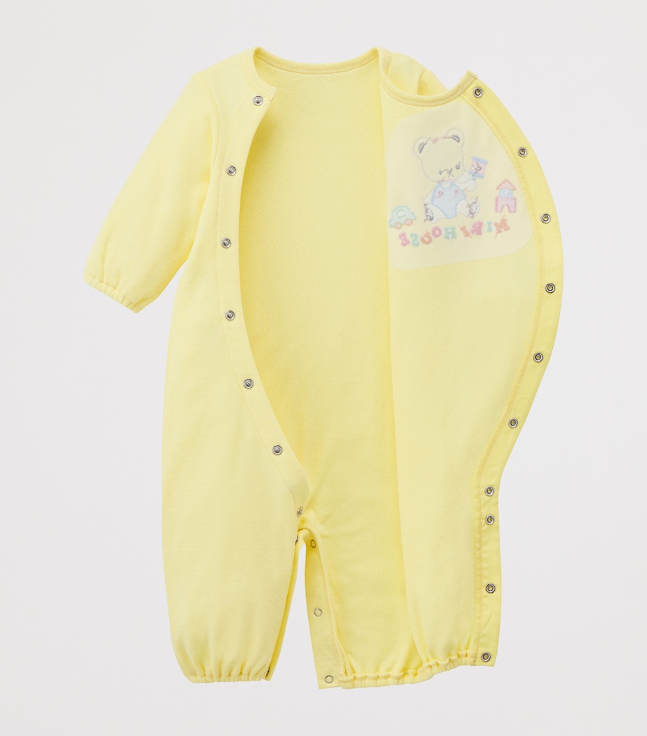 Miki House Logo Bear Embroidered Playsuit (1 Month) Image 3