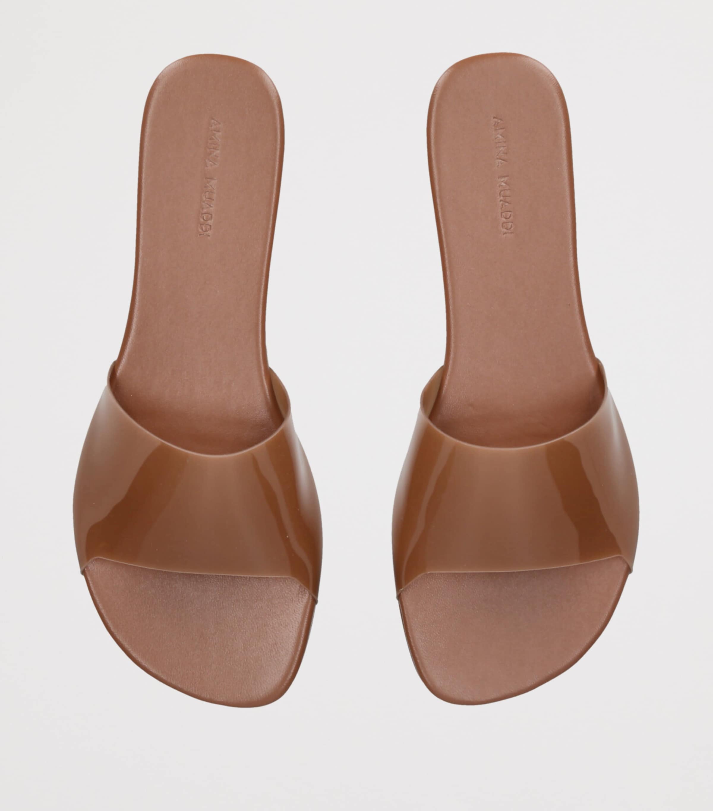 Amina Muaddi Bianca Glass Sandals Mid Brown Image 4