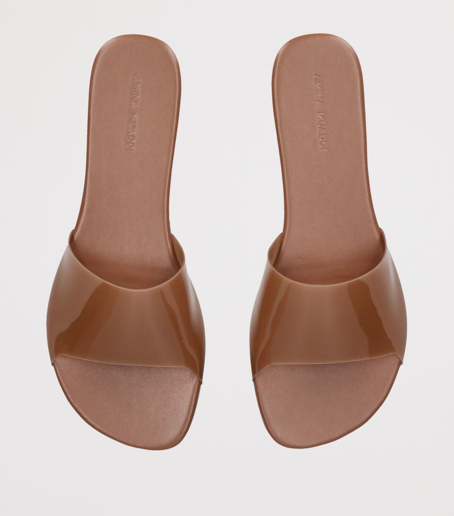 Amina Muaddi Bianca Glass Sandals Mid Brown Image 4