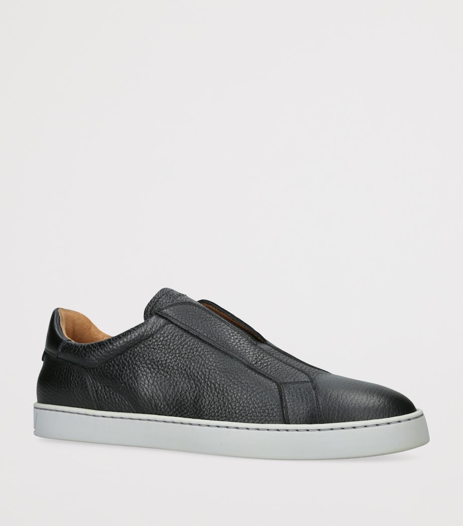Leather Slip-On Sneakers BLACK Image 3