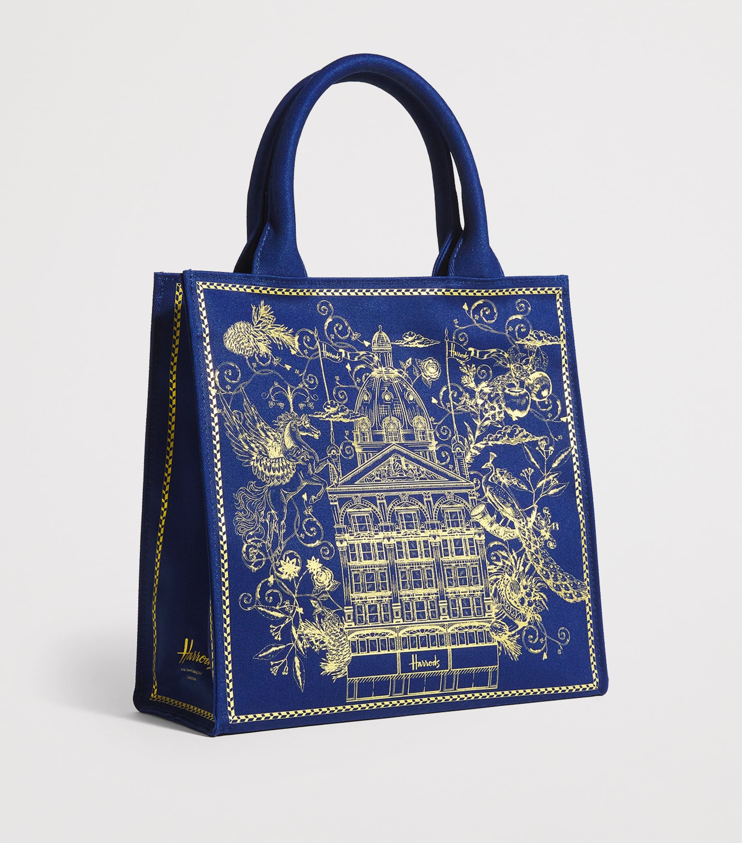 Harrods Small Gold Building Shopper Bag Navy Image 2